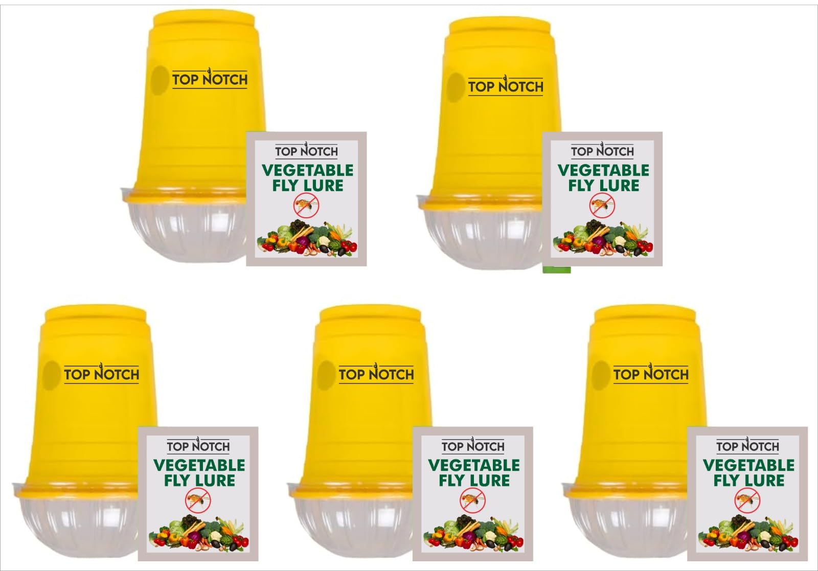 Vegetable Fly Trap with Lure – Pack of 5 Reusable Insect Trap for Garden, Farm & Home | Natural Attractant for Fruit Flies, Gnats, Whiteflies & Aphids | Eco-Friendly Pest Control Solution