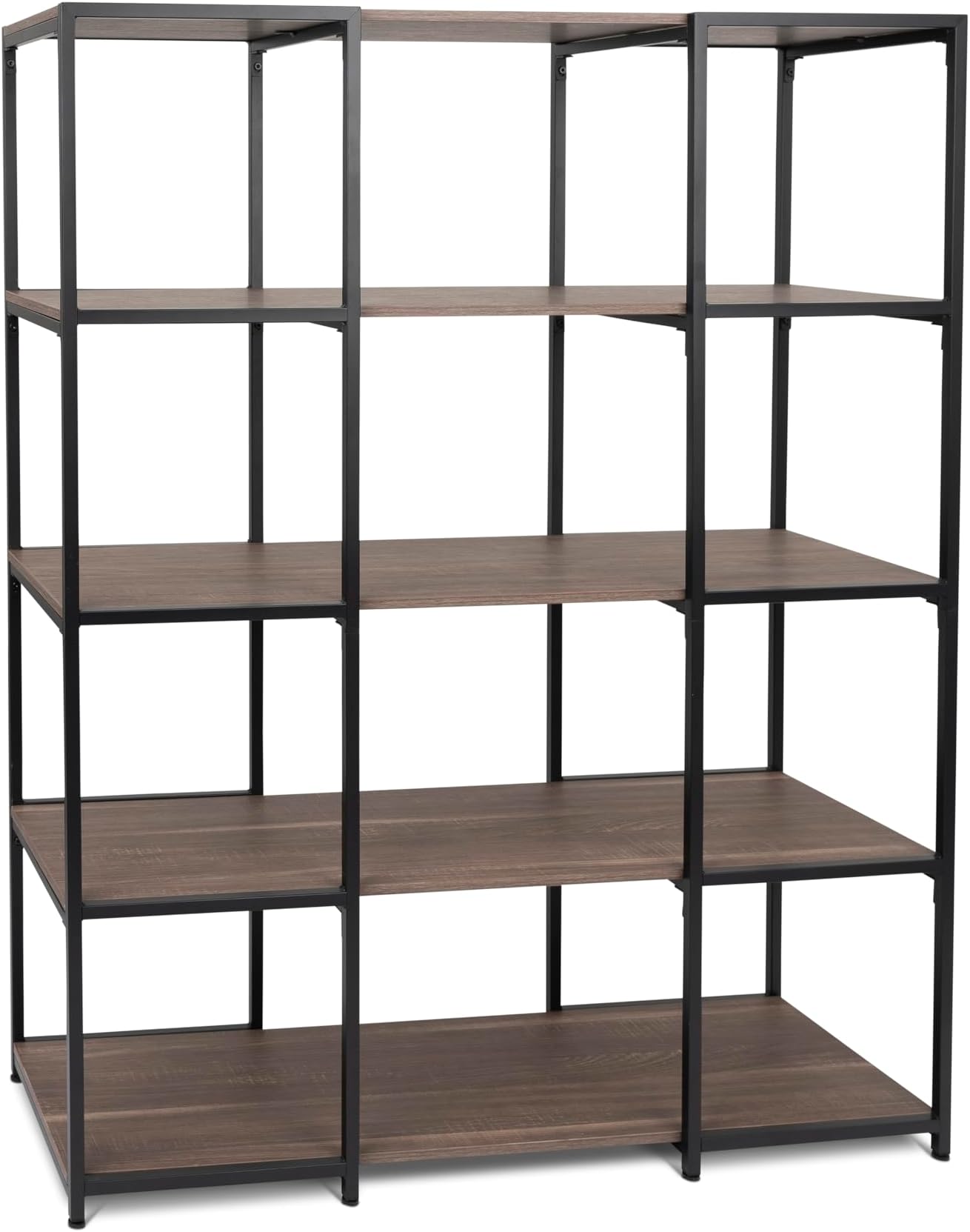 CB Home Square Modular Storage System (Black/Walnut, Narrow 5-Tier Shelving)