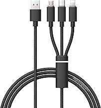 Alitayee 3-in-1 Multi Fast Charging Cable,Nylon Braided 1M Cable with Light-ning, Type-C & Micro USB for iPhone, iPad, Samsung, OnePlus, Xiaomi, Oppo, Vivo, Android & Car Charging by Marchpower.