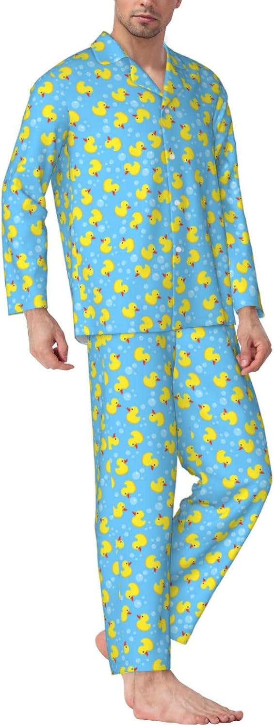 Supdreamc Pajamas For Men - Long-Sleeved Mens Button-Down PJs Sets, Classic, 100% Polyester