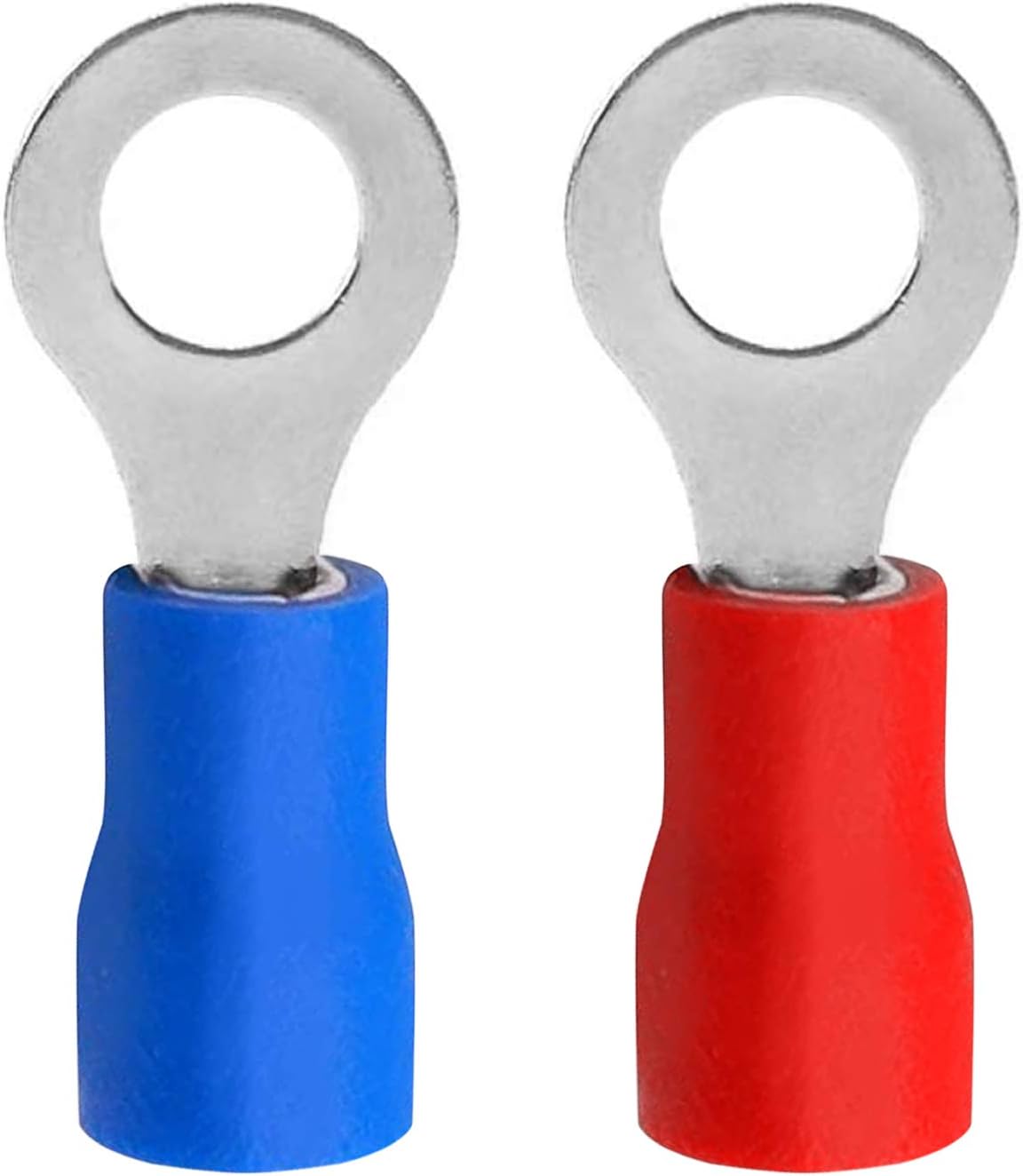 100Pcs Crimp Connectors,Electrical Connectors,Ring Wire Connector Crimp 50 Red and 50 Blue