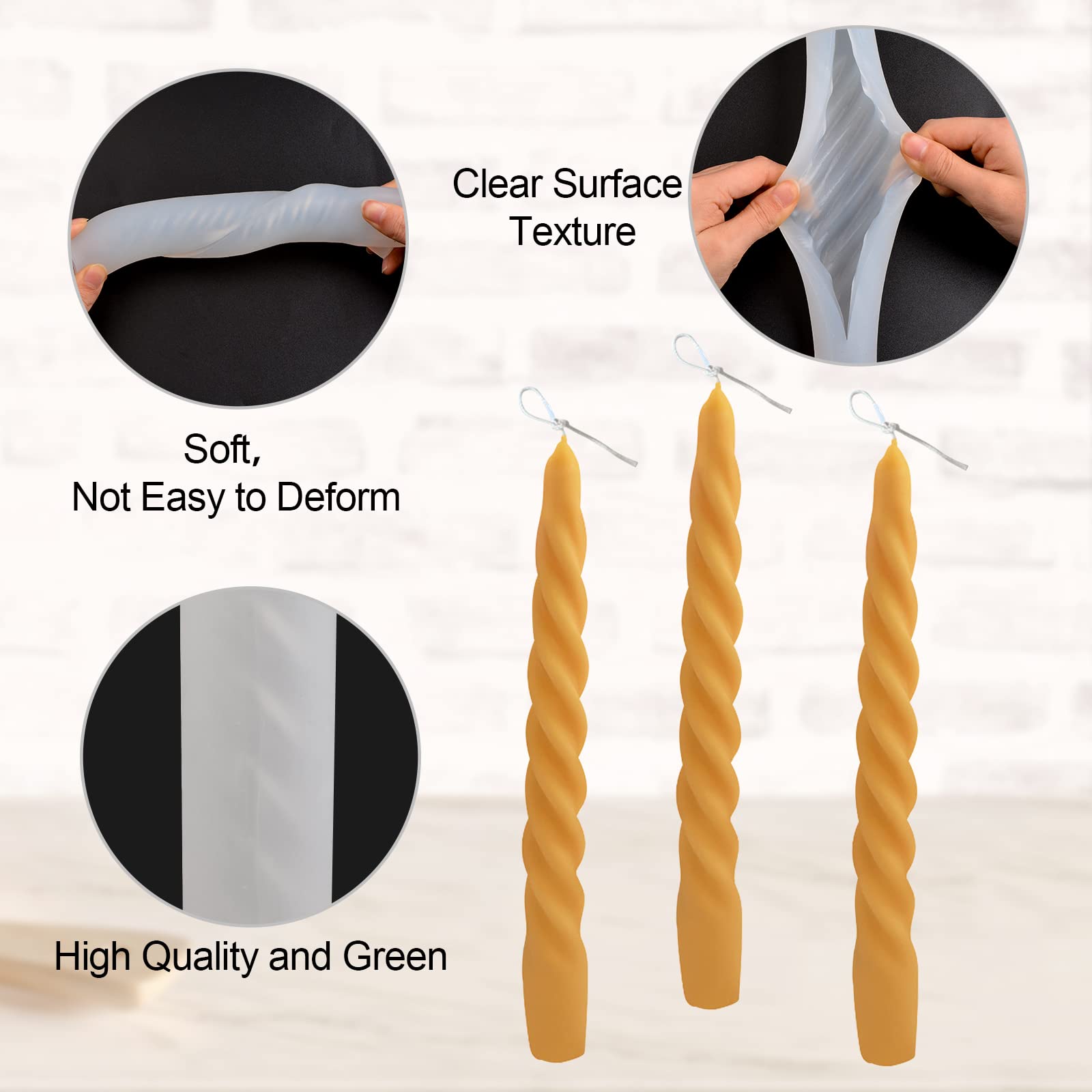 Moule à Bougie Torsadé En Silicone Avec Mèche – DIY Déco Maison, Noël, Saint-Valentin