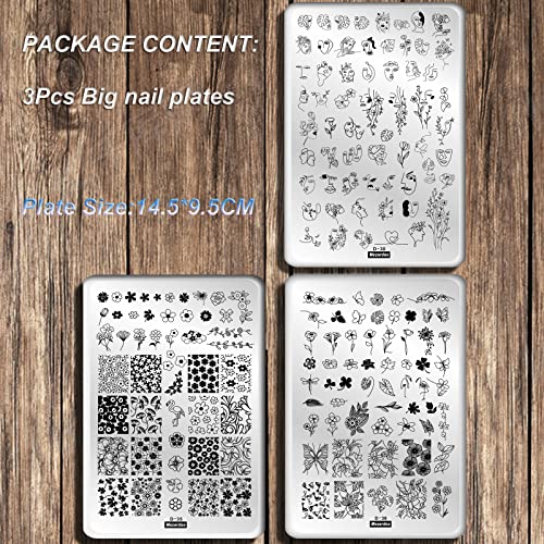Nail Stamping Plates Nail Stamp, 3pcs Big Nail Stamping Kit Set - Image 3