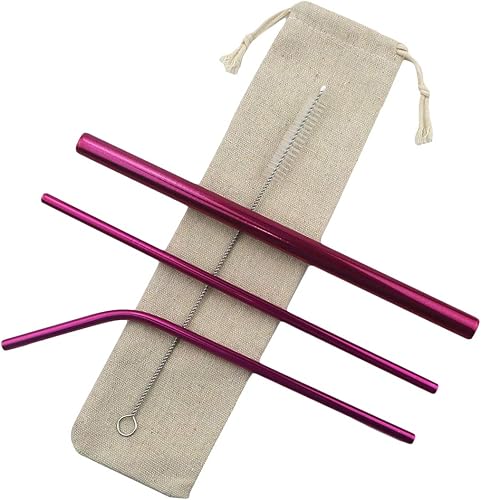 Miniatura 18 de Gugrida Pajitas de metal de acero inoxidable de 8.5 pulgadas, reutilizables, juego de 3 popotes – Cepillo de limpieza de color ultra largo