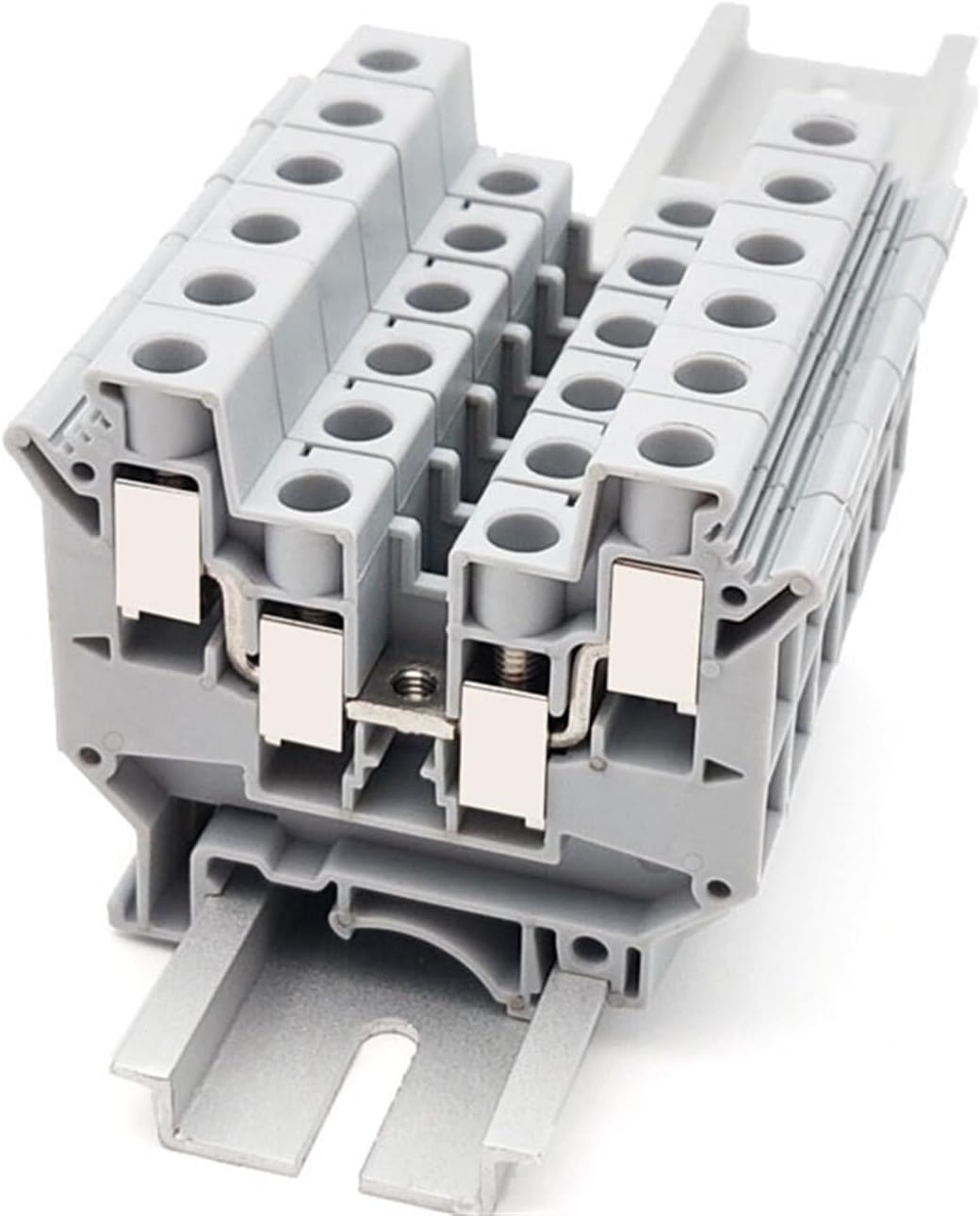 UDK-10 Screw 4 Wire Connector, 10mm² Electrical Din Rail Terminal Block, 2 Input/Output Feed-Through Terminals UDK10