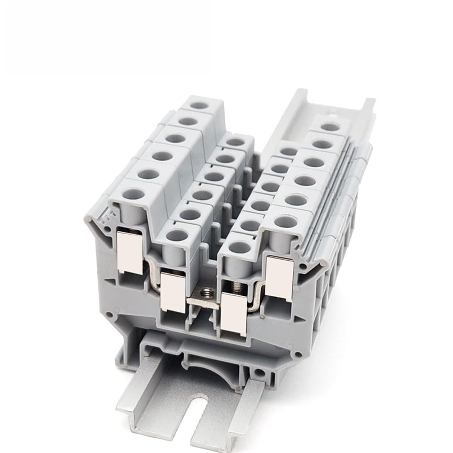 UDK-10 Screw 4 Wire Connector, 10mm² Electrical Din Rail Terminal Block, 2 Input/Output Feed-Through Terminals UDK10(1 Pc)
