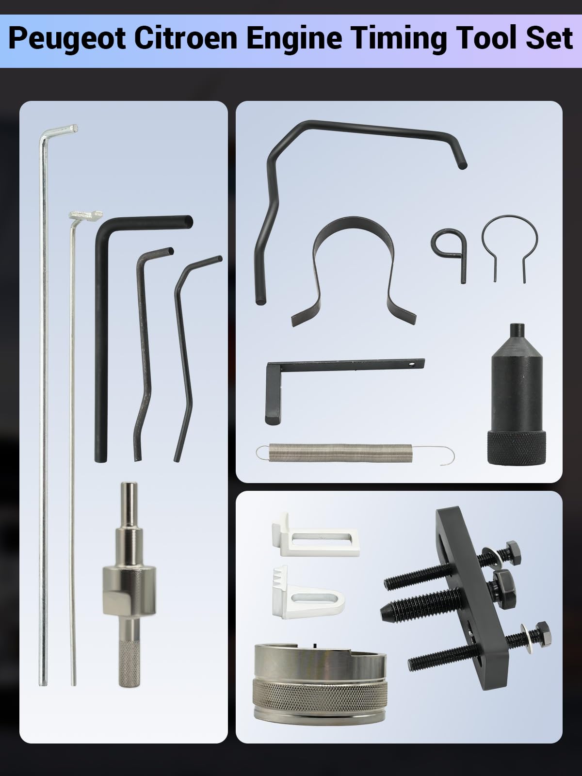 Kit D'outils de Réglage Moteur, Kit D'outils pour Courroie de Distribution, Compatible ave Citroën, Peugeot, PSA Diesel et Essence Dual TDI HDI PSA