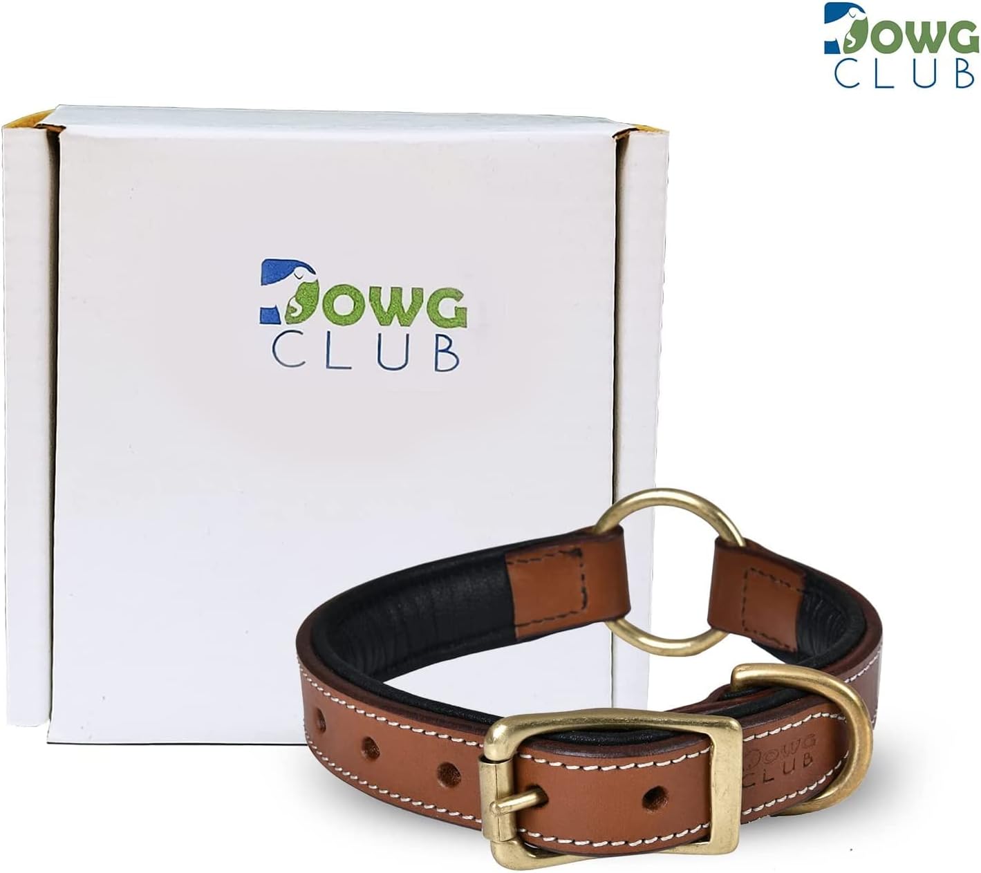 | Genuine Leather Adventure Dog Collar | Full Grain, Heavy Duty | with Inner Cushioned Padding | Best for Medium, Large & XL Dogs (X-Large (Fit Neck Size 22"-26"), Brown with Center O Ring)