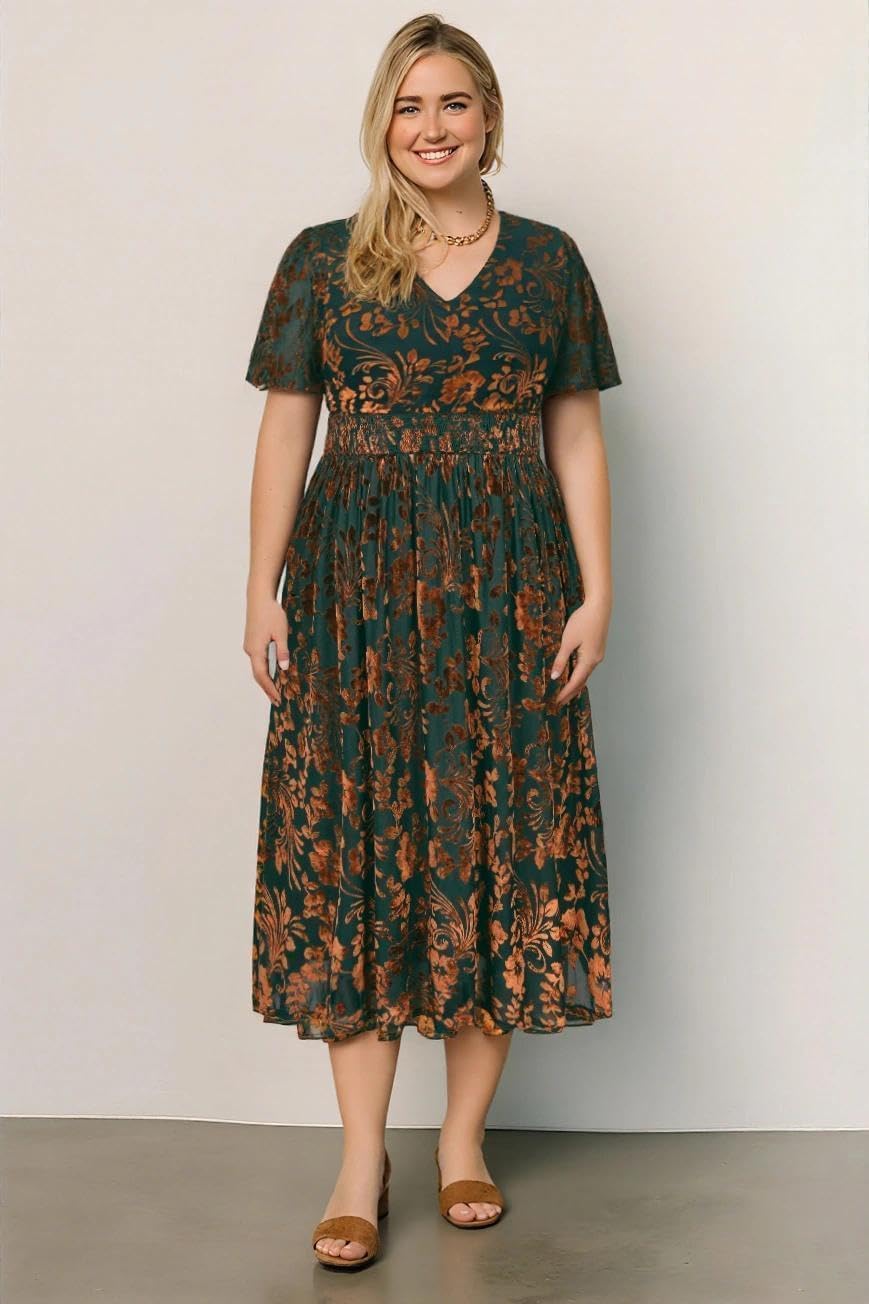 TIYOMI Plus Size Velvet Dress for Women Formal Cocktail Satin Dresses for Wedding Guest XL-5XL (14W-28W) - Image 3