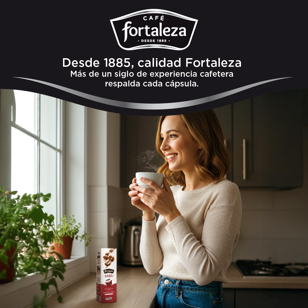 CAFÉ FORTALEZA Cápsulas de Café Natural Compatibles con Caffitaly – Especial Espresso 100% Arábica – Pack 8 x 10 - Total 80Uds - Café Espresso Intensidad Media - Desde 1885 Café Natural