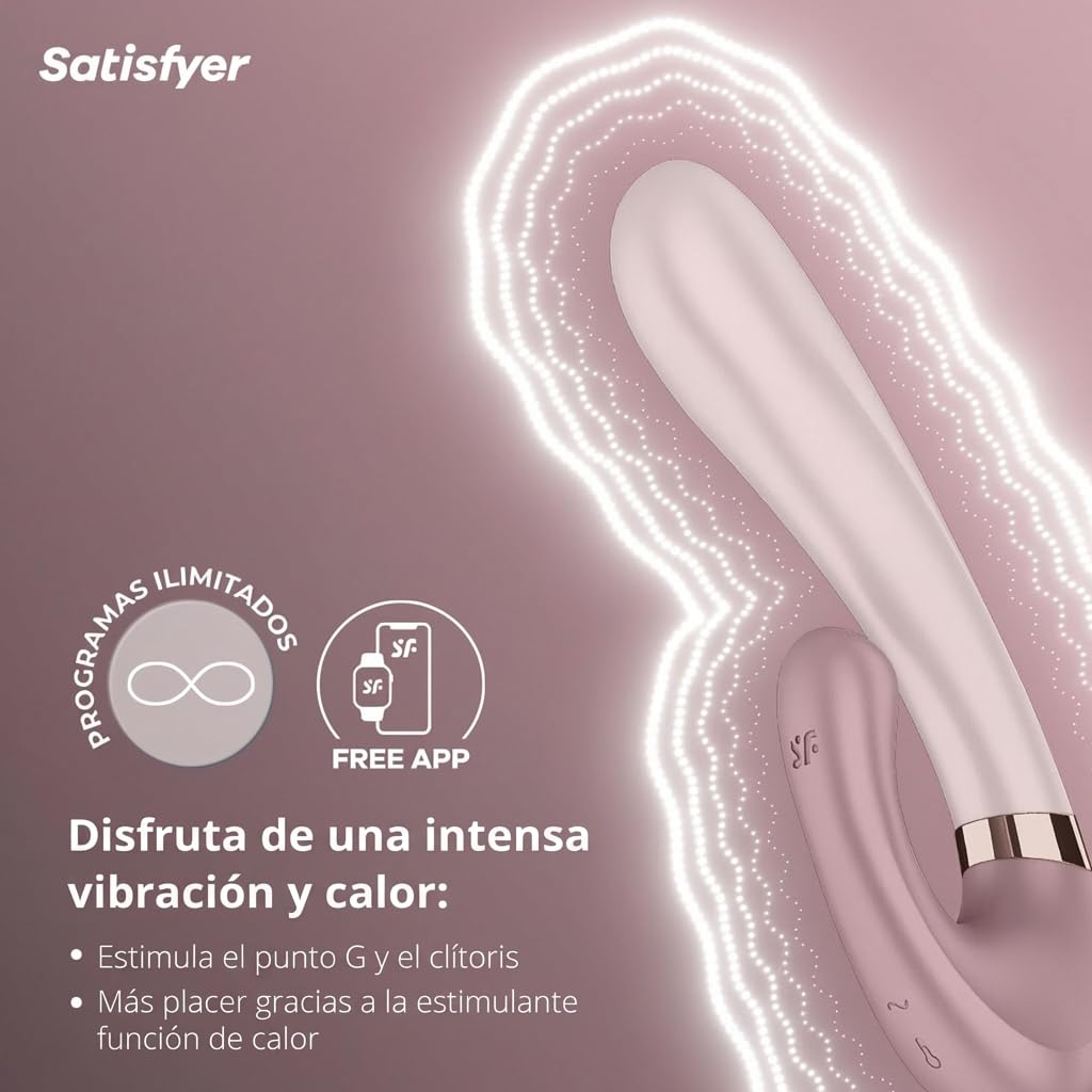 Satisfyer Heat Wave Connect App Rabbit-Vibrador | Juguetes sexuales Bluetooth para Mujeres | Consoladores y Control por App | Estimulación Vibrante | Silicona médica Sex Toys