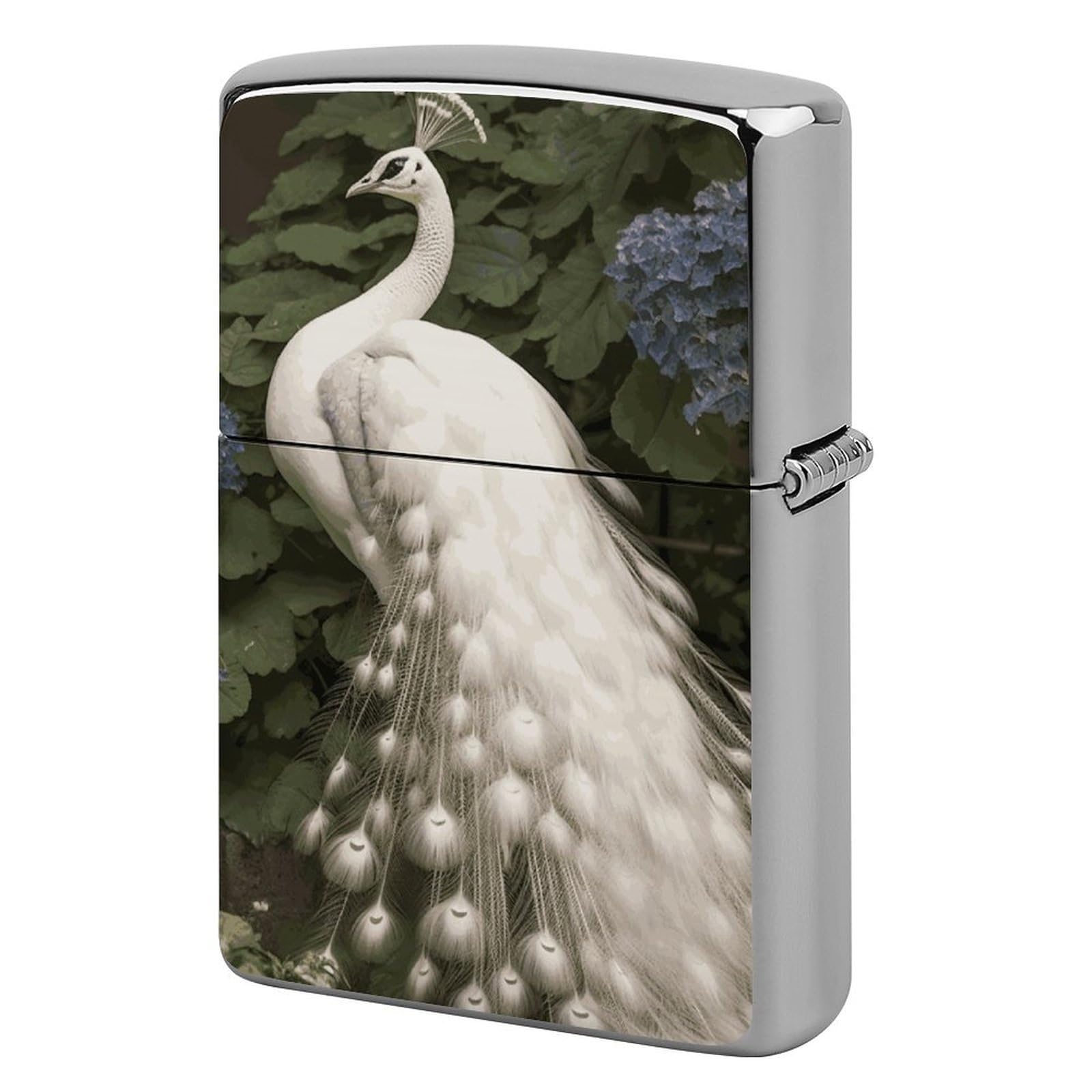 White Peacock Lighter Case for Men, Personalized Lighter Cover for Valentine's Day Gifts, Flip-Top Lighters Shell for Outdoor, Portable Lighters Protective Sleeve