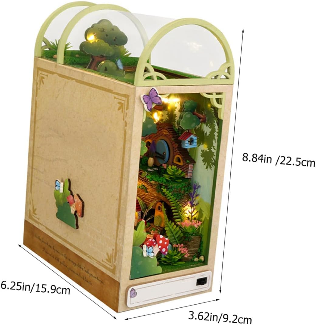 SUPVOX DIY Wooden House Model Assemble Cabin Wood Craft Kit Display Model No Battery Needed