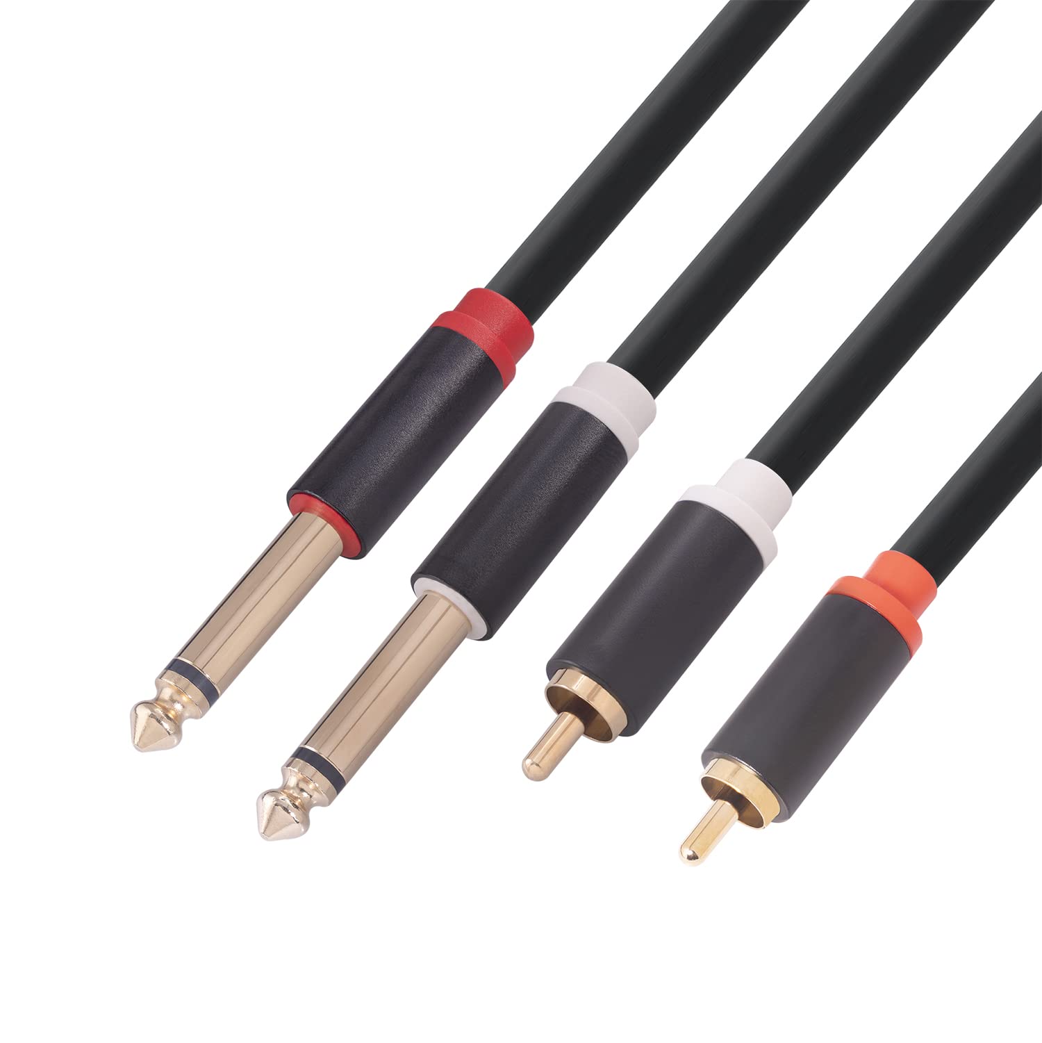 10FT Dual RCA to Dual 1/4 inch TS Stereo Audio Interconnect Cable Patch Cords RCA to 6.35mm Audio Cable