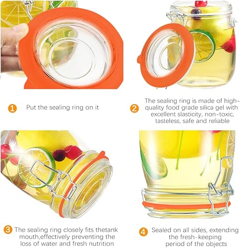Miniatura 10 de 8 juntas de silicona para frascos de 3.75 pulgadas, sellos de goma para frascos de vidrio, accesorios de sellado de tarros a prueba de fugas,