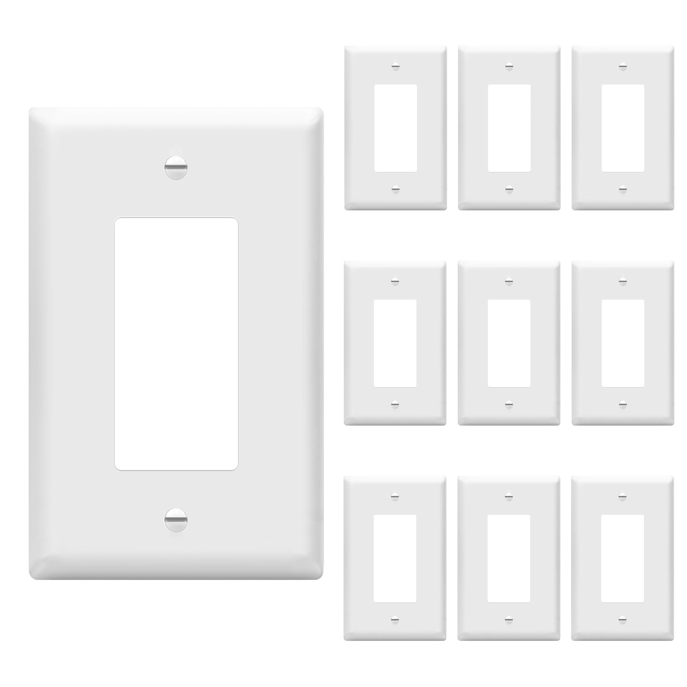 ENERLITES Decorator Light Switch or Receptacle Outlet Wall Plate, Gloss Finish, Mid-Size 1-Gang 4.88" x 3.11", Polycarbonate Thermoplastic, UL Listed, 8831M-W-10PCS, White (10 Pack)