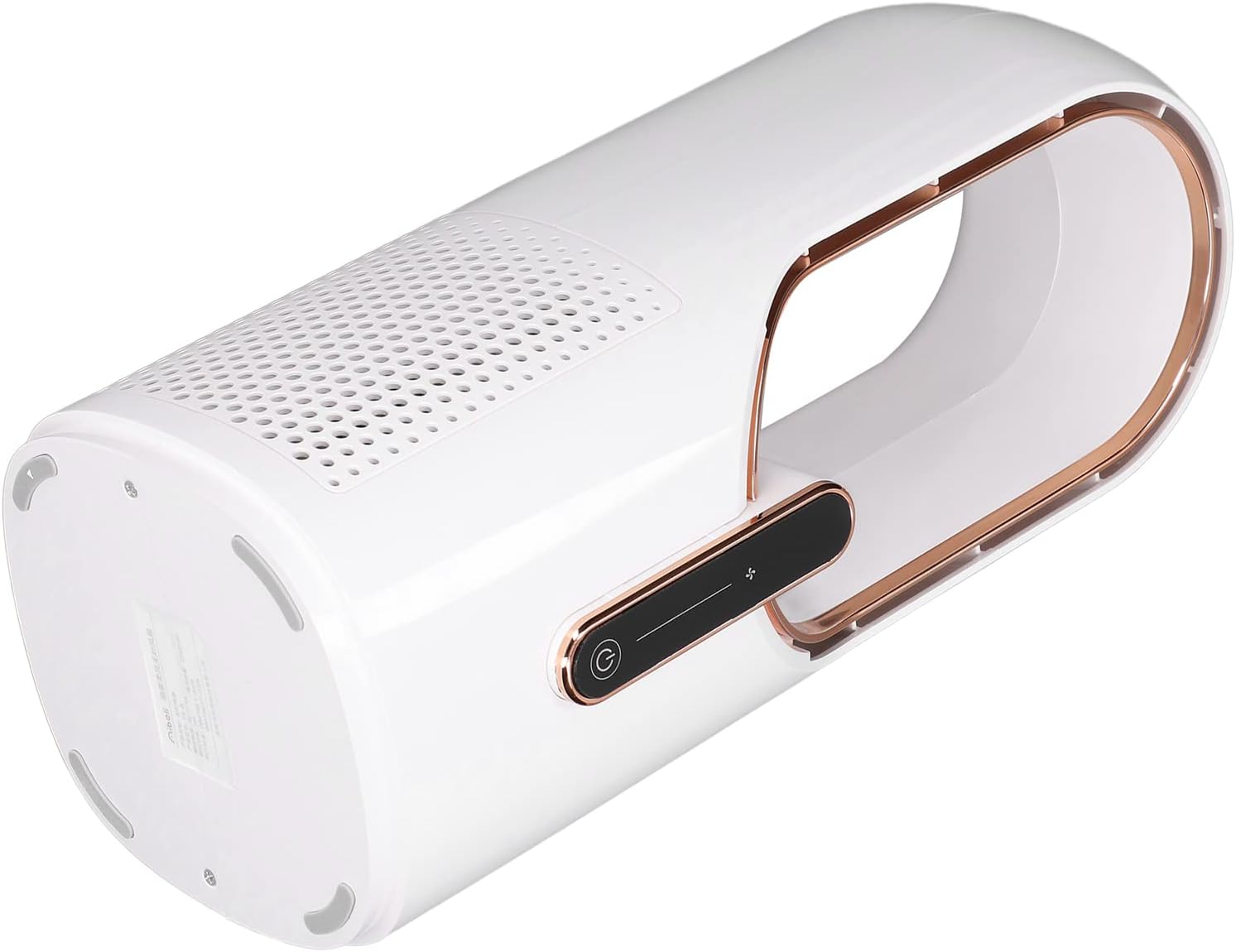 Bottom view of WOHPNLE Bladeless Desk Fan showing USB port
