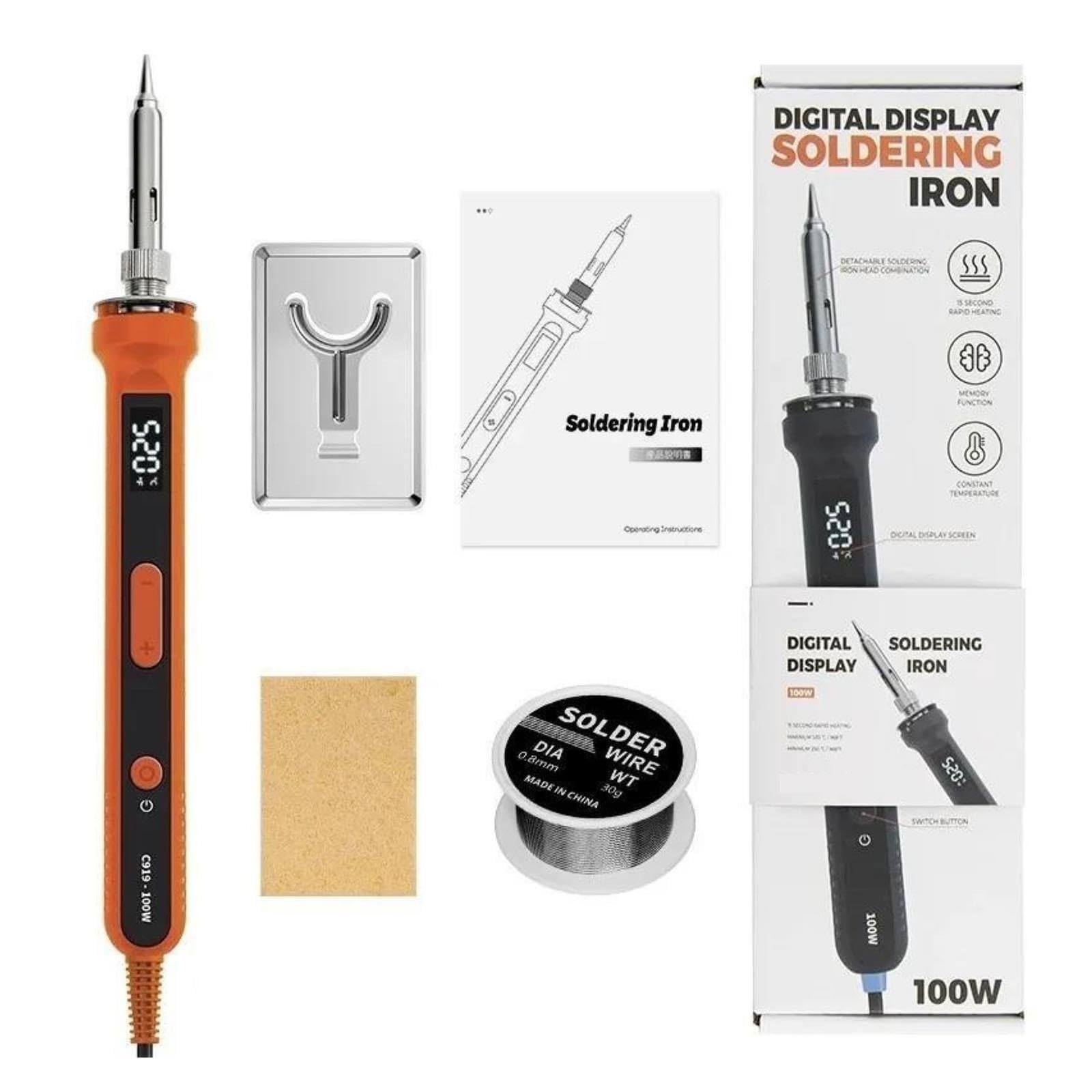 Estación de Soldadura, Kit de soldador eléctrico Digital 100W, juego herramientas soldadura con calentador cerámica temperatura ajustable