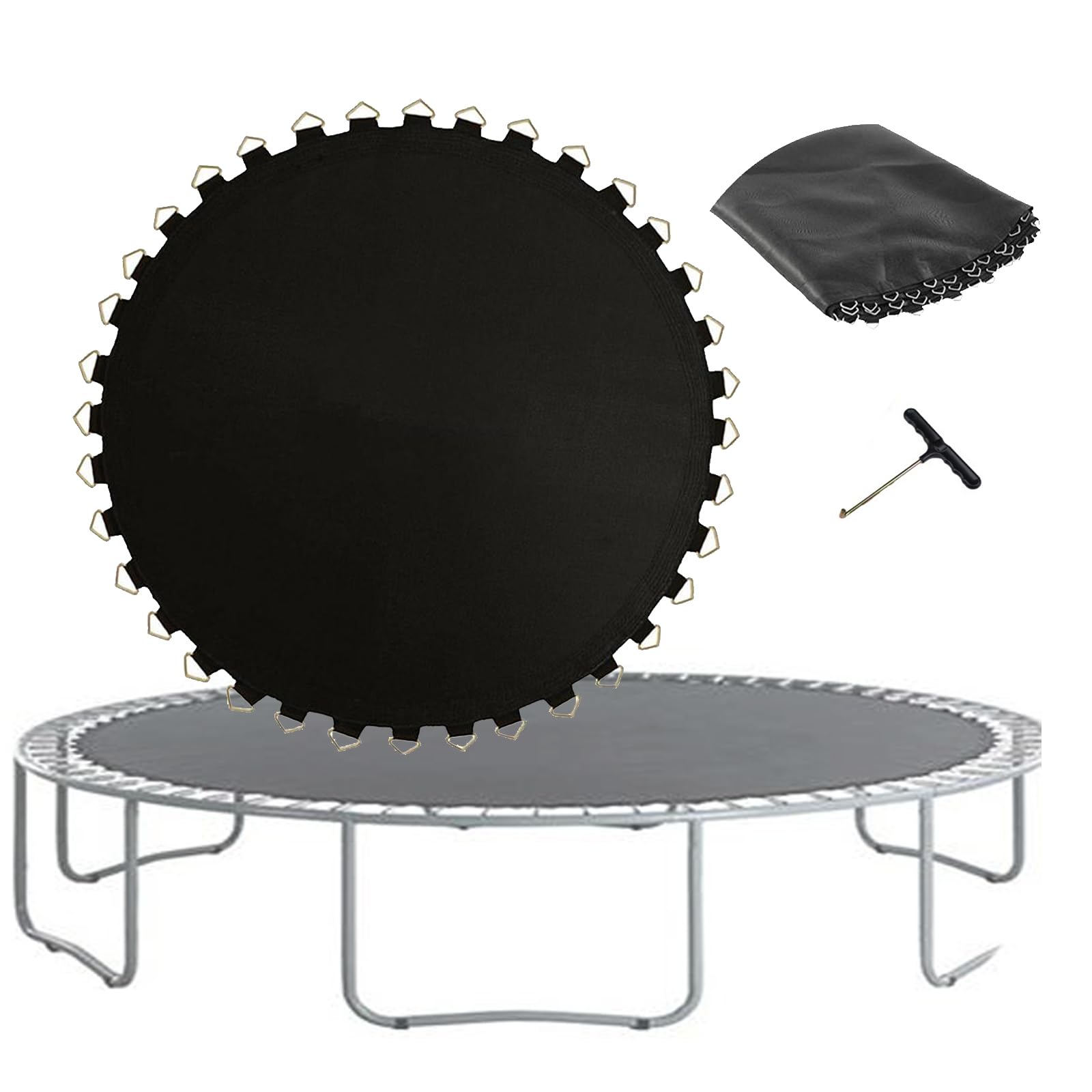 Trampolin-Sprungstoff-Sprungpolster, Ersatz-Sprungpolster for runde Trampoline mit dreieckigen Schnallen (Color : Black, Size : 6ft- (36 Buckles