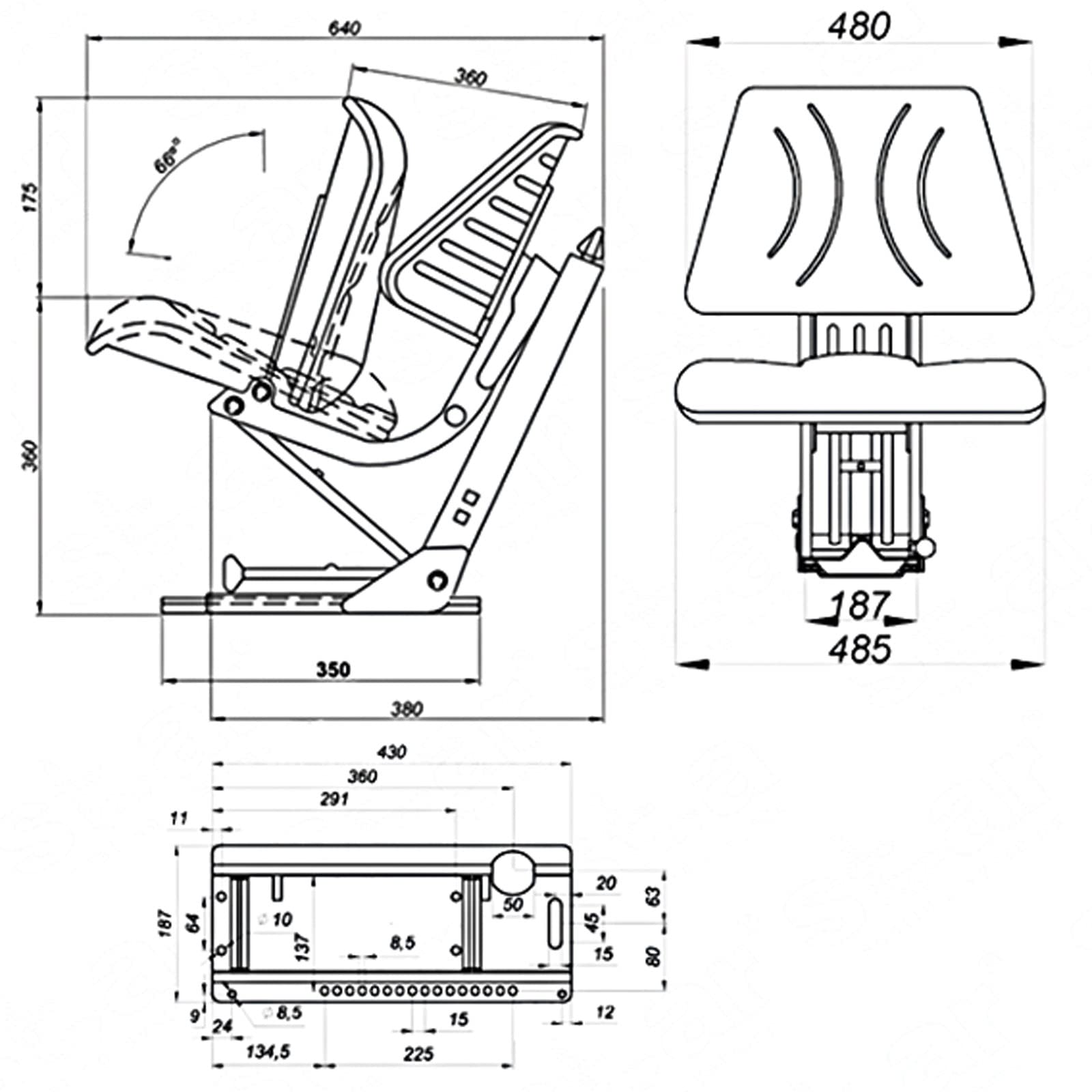 DEMA Traktorsitz Star 13DS mit klappbarem Sitzkissen, ergonomischer Schlepper Sitz, Traktor Fahrersitz, komfortabler Klappsitz für Traktor, Schlepper und Gabelstapler, robust und langlebig