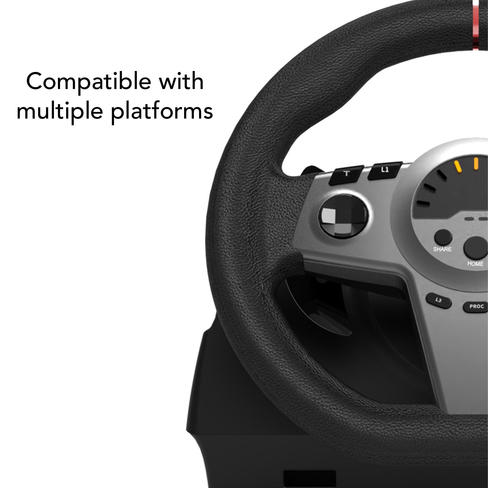 Denash Juego de Ruedas de Carreras para Juegos, Simulación de Dirección de 270° con Pedales de para Consola de Juegos con Interruptor de PC