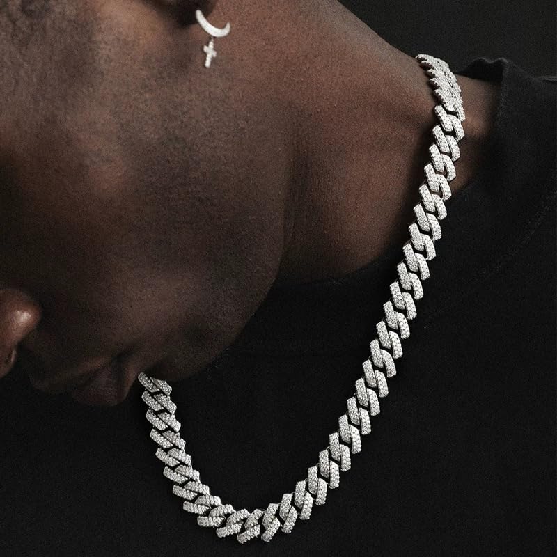 Cuban Chain Necklace 21.6-29.5 Inches Gold Silver Diamond Cut Hip Hop Jewelry Iced Out Bling for Men and Women4