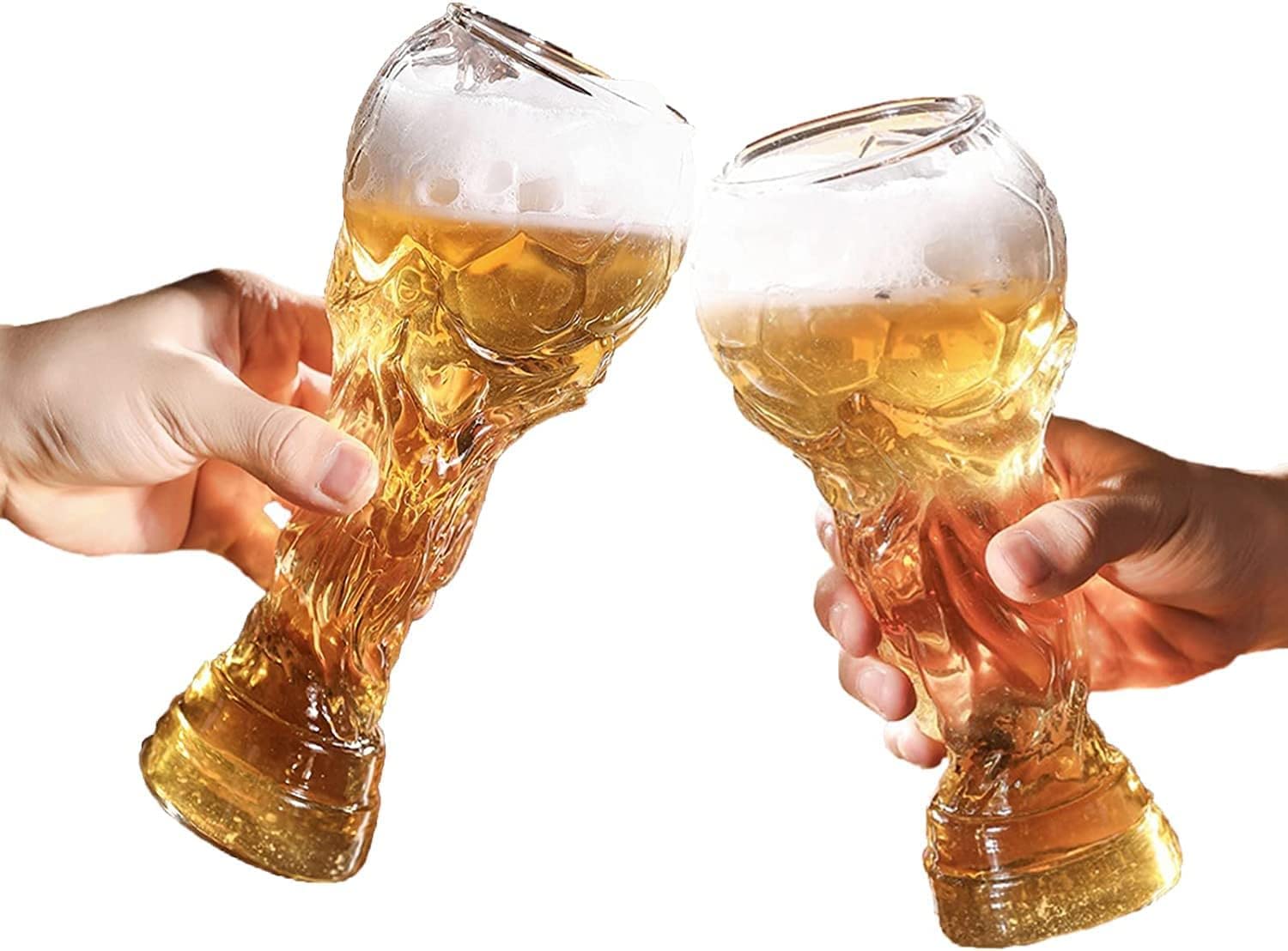 SwePerWooden Beer Mug,Nordic Beer Cup,2PCS 2022 World Cup Beer Glass 600ml,World Cup Trophy Beer Glasses,Football Game Crystal World Cup for Party Bar Supplies and Football Lover ((Color : White,