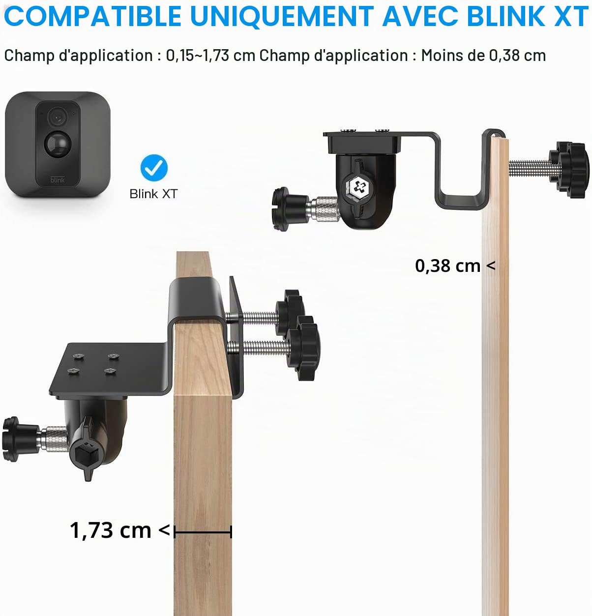 Lot de 2 supports de gouttière résistants aux intempéries pour Blink XT/XT2/Blink Outdoor 3/Outdoor 4/Outdoor 2K+/Blink Mini/Mini 2, support de caméra réglable en aluminium pour caméra
