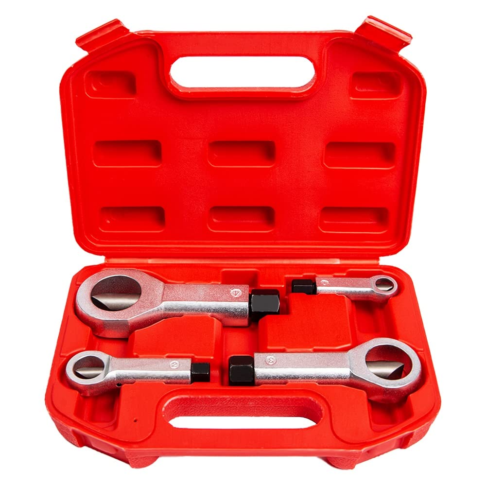 4PC Heavy Duty Metal Nut Splitter Kit | 1500ft-lbs Torque for Seized Rust Nuts | Auto Undercarriage & Marine Rigging | Hand-Safe Bolt Buster w/Triple Anti-Slip Jaws 9-12mm, 12-16mm, 16-22mm, 22-27mm