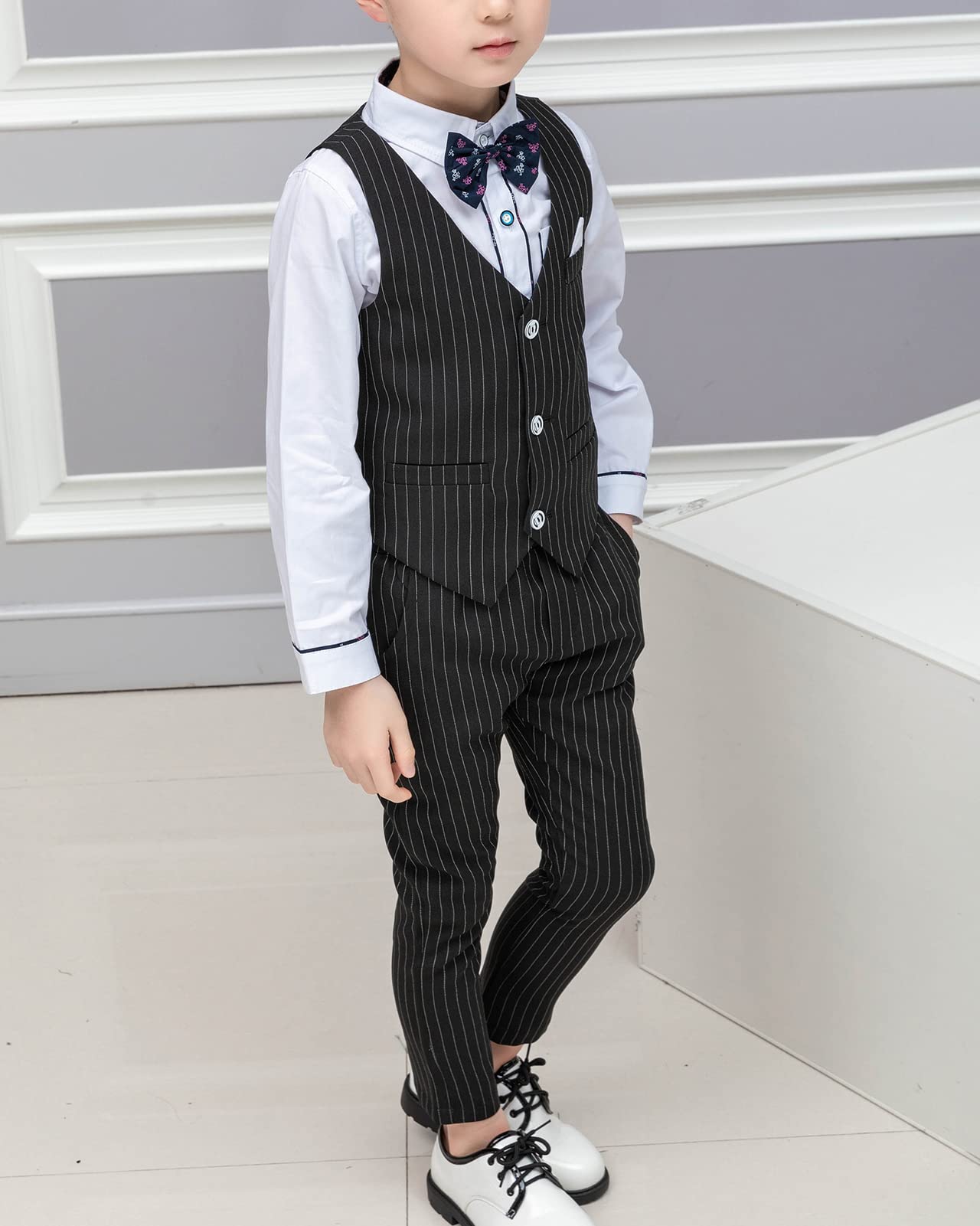 2/5 Piezas Conjunto de Traje para Niños Conjunto Chaleco de Vestir y Pantalón,Traje de Boda