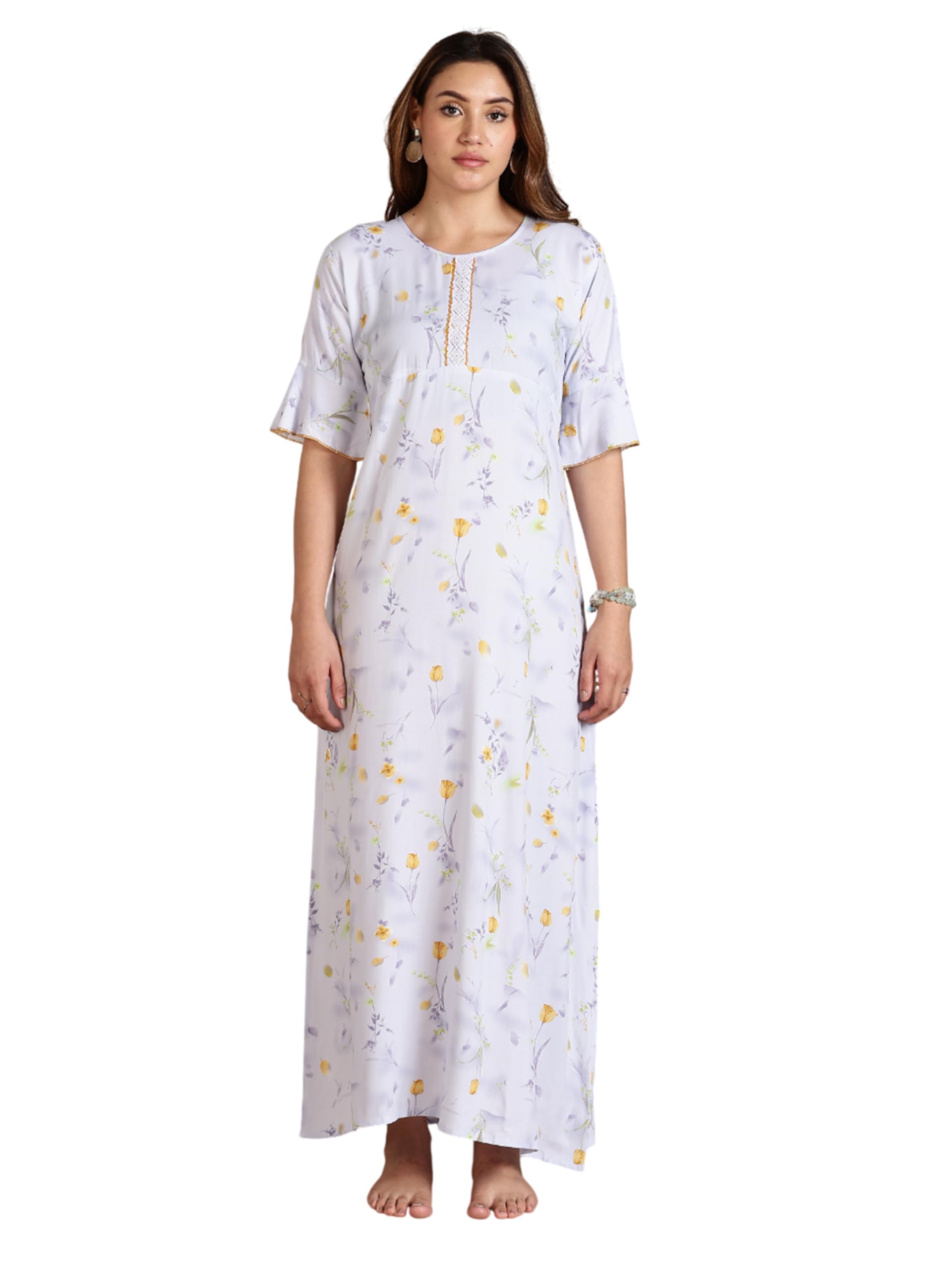 9shines label Stylish Rayon Nighty Maxi for Women | Full Length Trendy Nightgown | Premium Nightdress | Nightwear | Nighty with Pocket (Rayon Aline)-picture-19