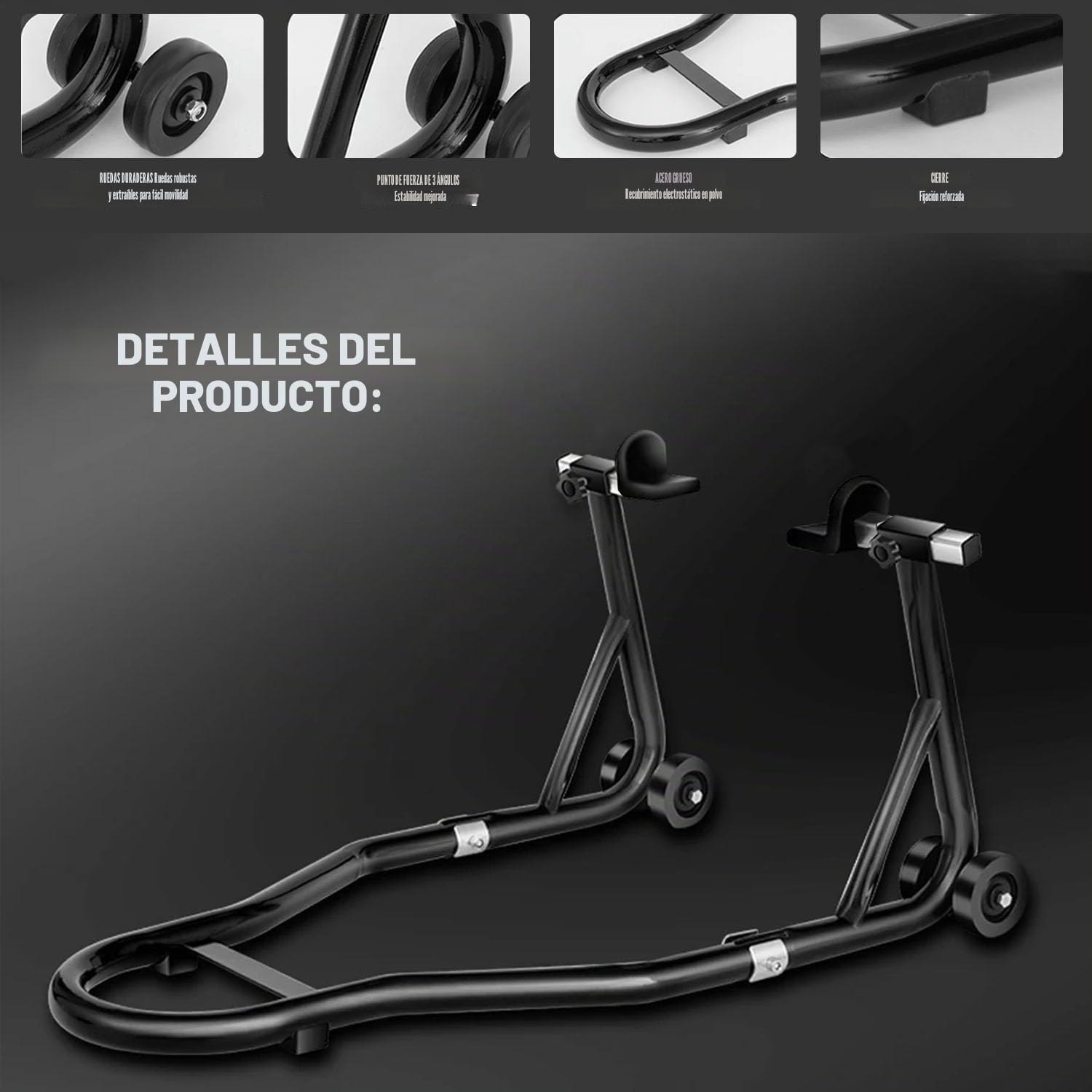 Caballete Moto,Soporte Trasero Duradero Para Motocicleta,Soporte De Motocicleta Universal De Acero,Soporta 500 Kilogramos,Alta Estabilidad,Adecuado Para Trabajos De Mantenimiento e Instalación