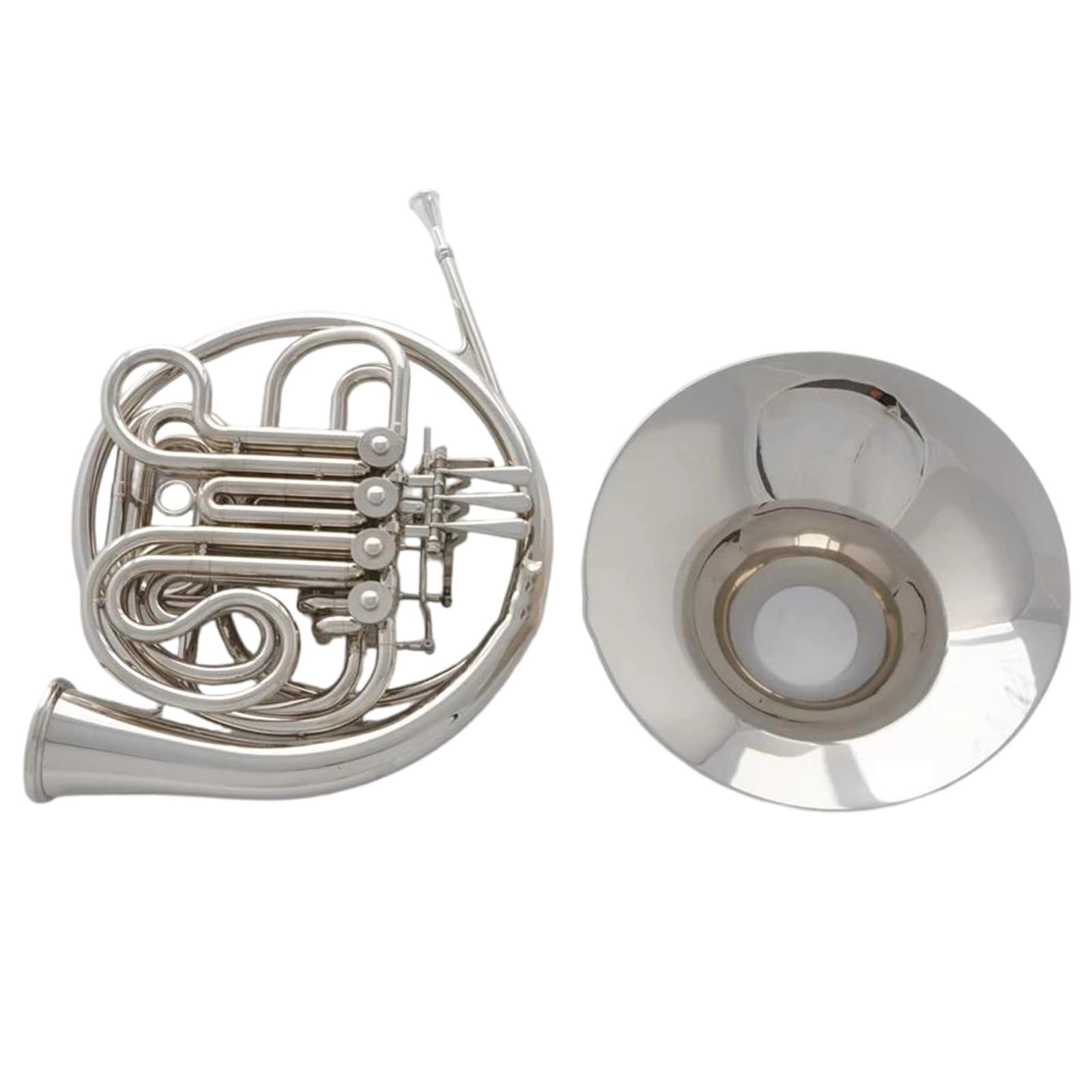 Instrument Muzyczny Waltornia Profesjonalny Srebrny Niklowany Podwójny Klucz F Bb Z Futerałem