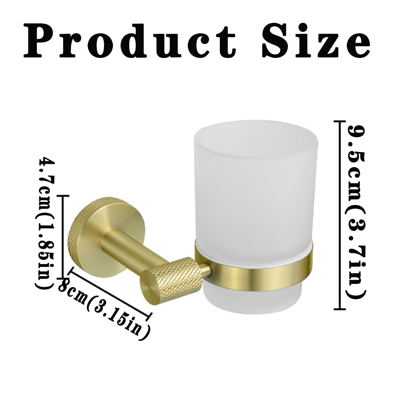 Brushed Gold,Portaspazzolino da Denti, Portaspazzolino da Denti A Parete con Bicchiere in Vetro Smerigliato, Portabicchiere in Acciaio Inossidabile 304 per Accessori Decorativi per Il Bagno