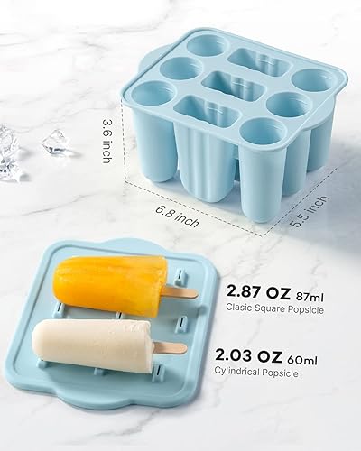 Miniatura 5 de Moldes de paletas para niños, 9 piezas de moldes de silicona sin BPA, moldes para paletas de hielo, moldes para hacer paletas de hielo, moldes