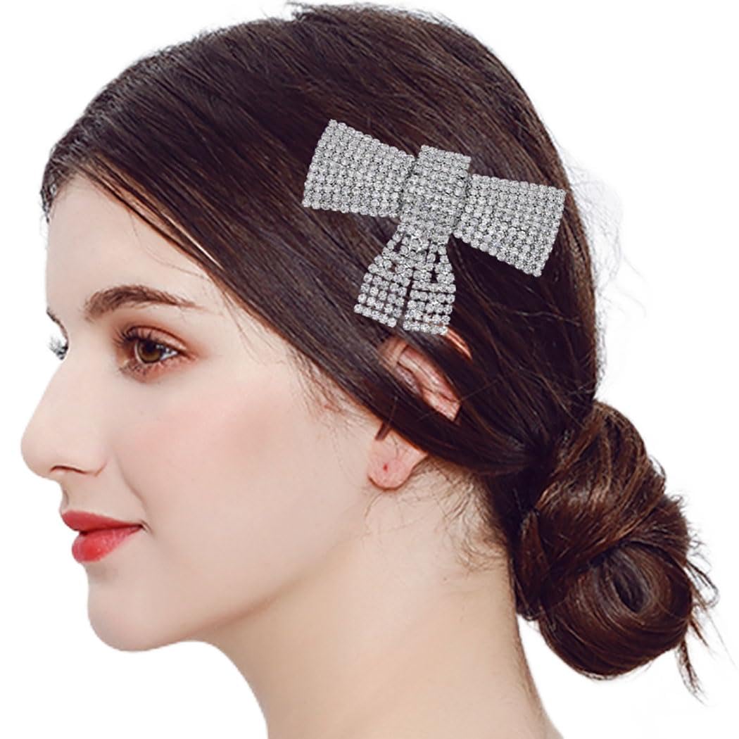 Amazon.com: Fdesigner Crystal Bow Hair Clips Wedding Bride  display picture 2