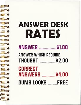 Answer Desk Rates Funny Notebooks for Work, Work Notebooks