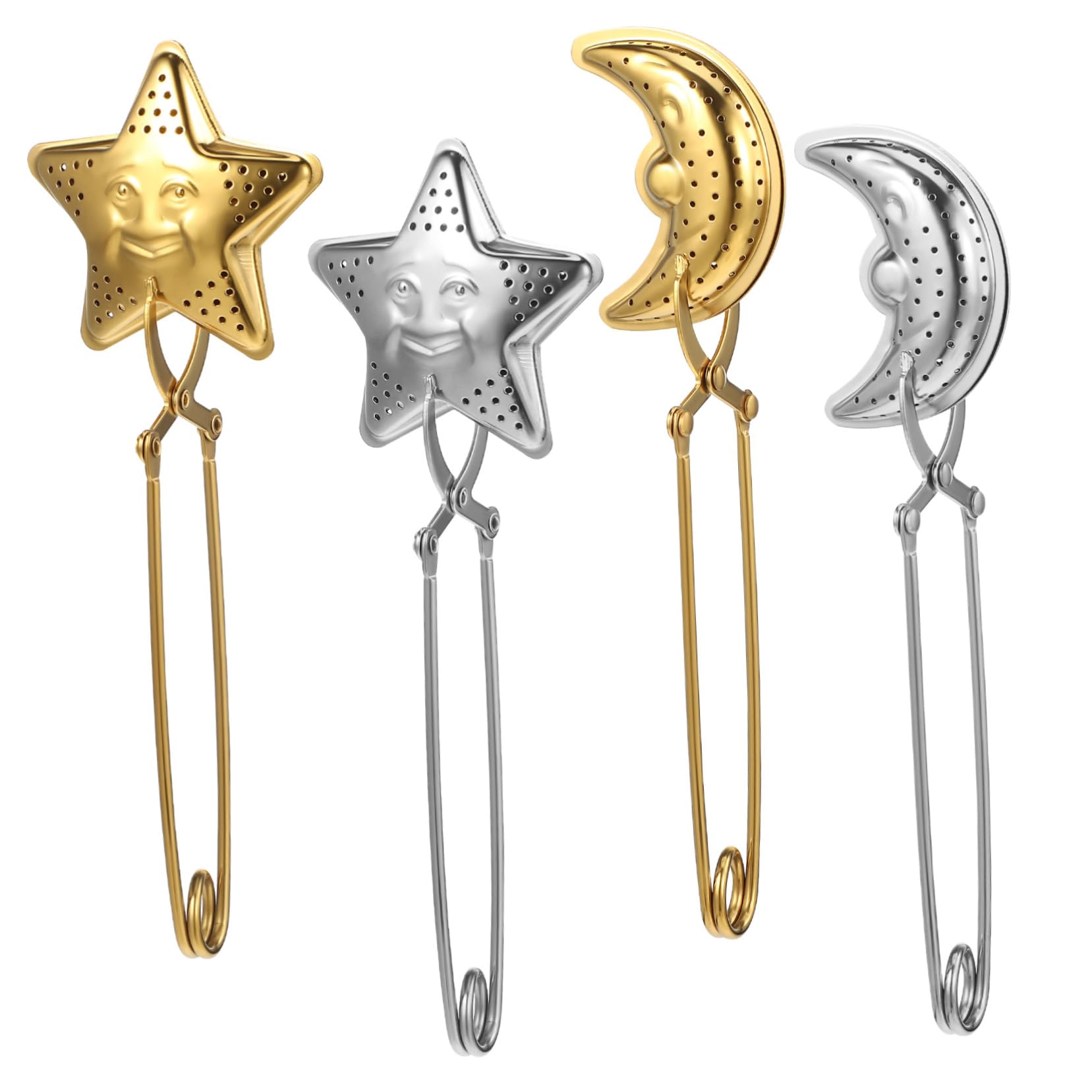 Gadpiparty 4pcs Tea Strainers Unique Star and Moon Shape Easy to Use Loose Leaf Tea Infuser for Home Office and Travel and Multi-Functional