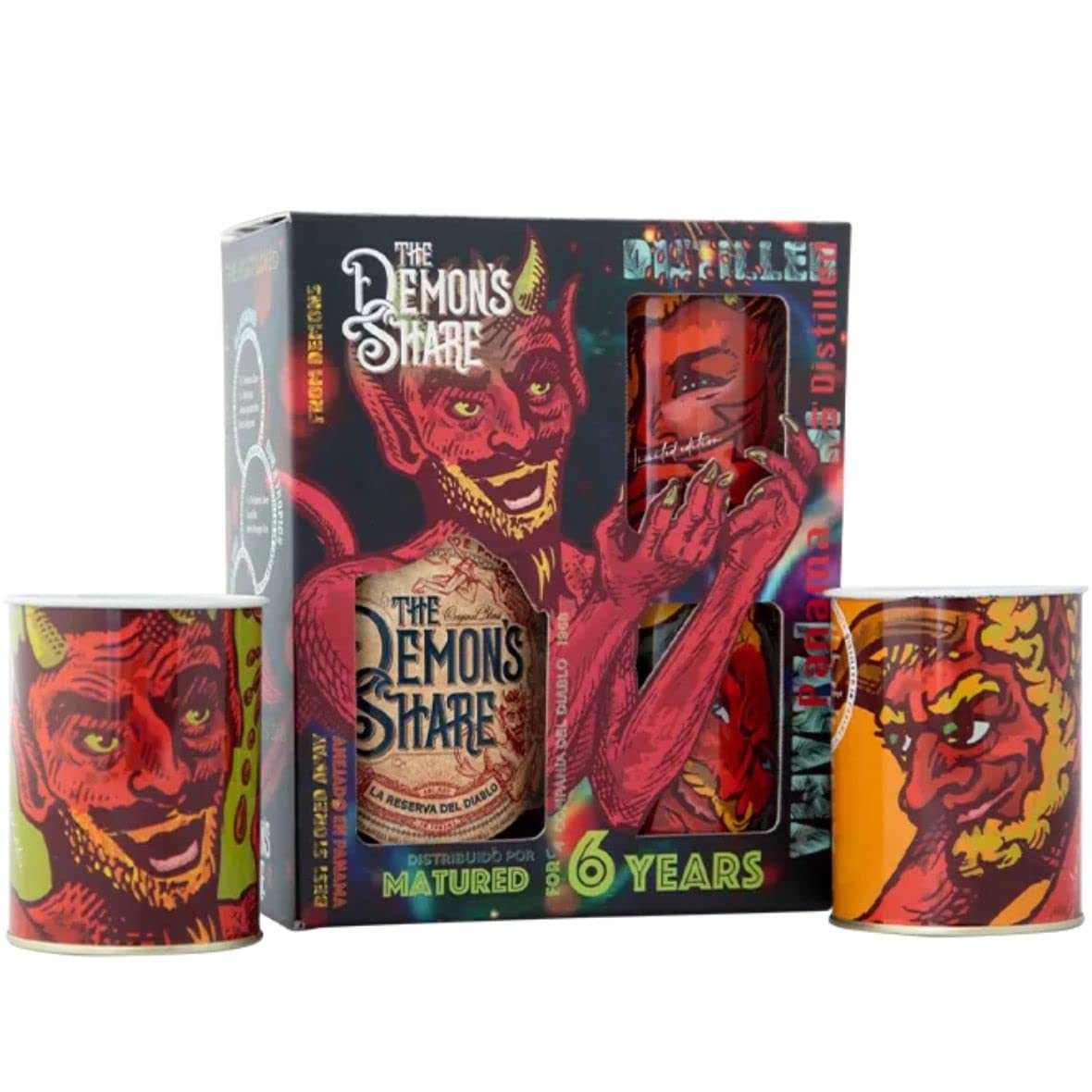 THE DEMON'S SHARE RUM LA RESERVA DEL DIABLO 6 YEARS 70 CL GLASS PACK