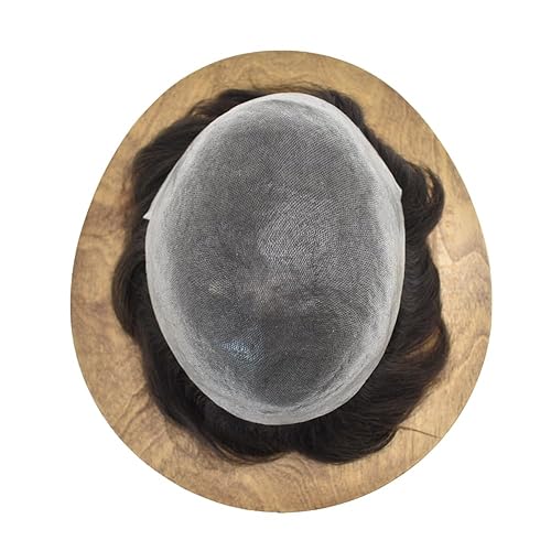 Miniatura 6 de Toupee - Sistema de reemplazo de cabello humano 100% europeo Remy, 0.002 in, piel ultrafina, pelo de poliuretano para hombre, línea capilar en V