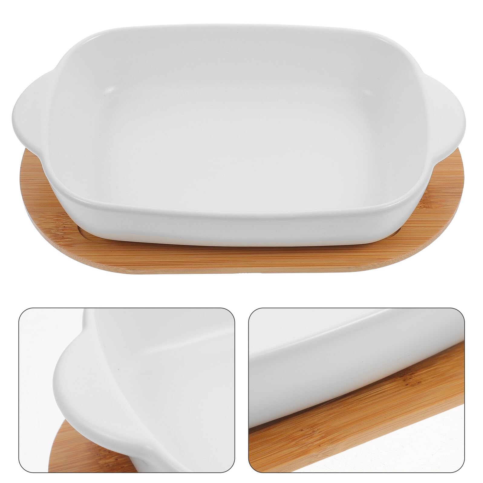 Bandeja de Cerámica con Doble Asa para Hornear, Color Blanco