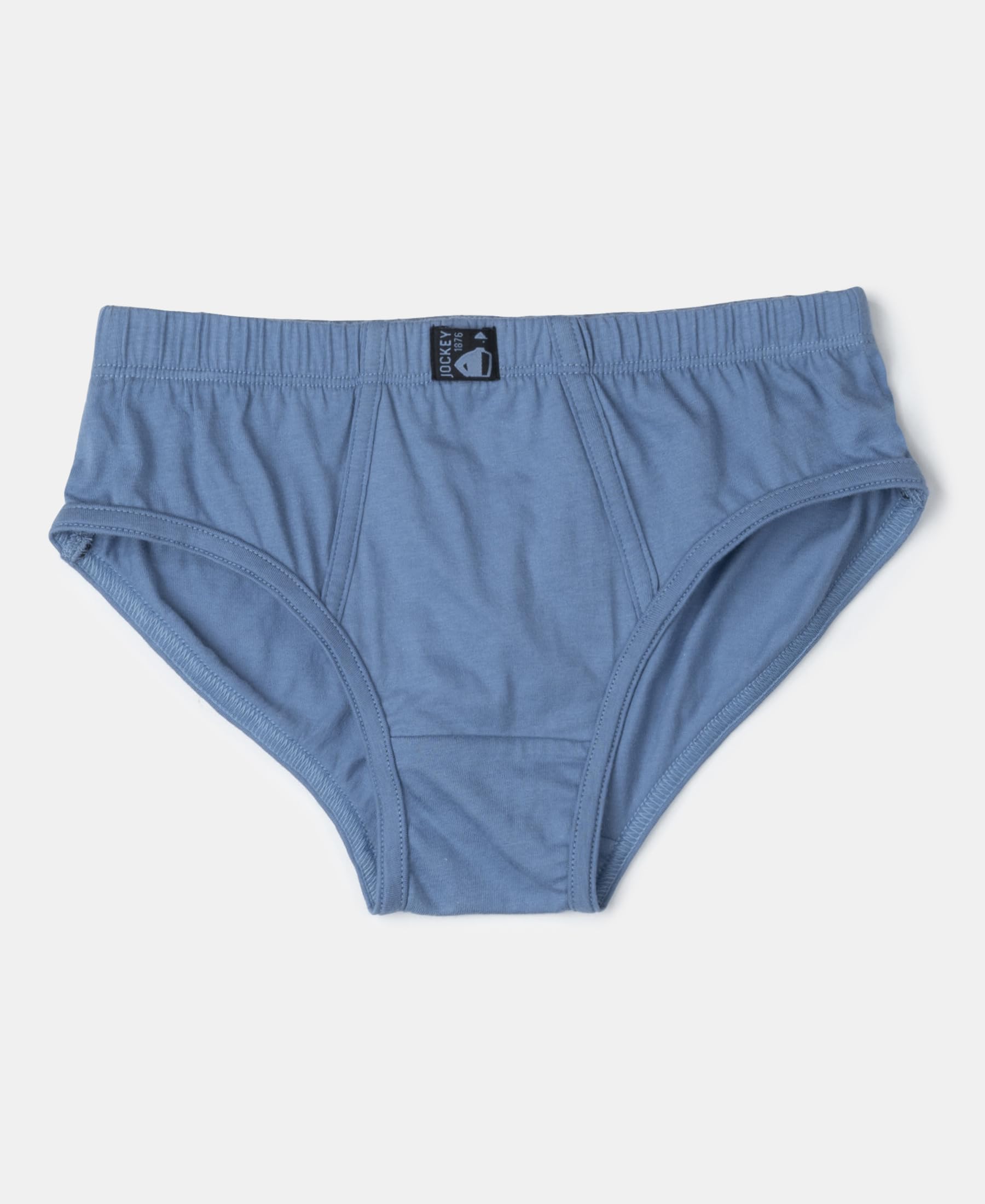 Jockey 3035 Boys Super Combed Cotton Solid Brief with Ultrasoft Waistband (Pack of 3)_Coronet Blue, Dandelion Yellow & Navy_9-10 Yrs - Image 4 thumbnail