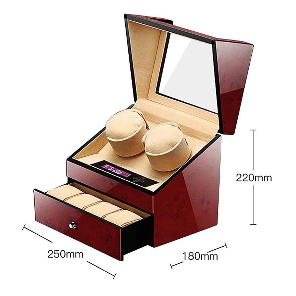 caricaorologi per 2 + 3 contenitori per Orologi caricaorologi Automatico con cassetto, Motore Display Digitale LCD lacca per Pianoforte 5 modalità di Rotazione