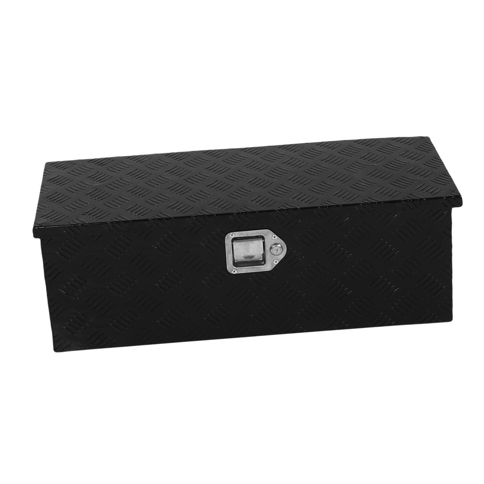 AUNMAS Skrzynka Narzędziowa do Ciężarówki Aluminiowa Skrzynka Narzędziowa do Przyczepy 30 X 13 X 10 Cali Zamykany Schowek o Pojemności 64 L z Malowanym Proszkowo Bieżnikiem z 5 Prętami Garażu Typu
