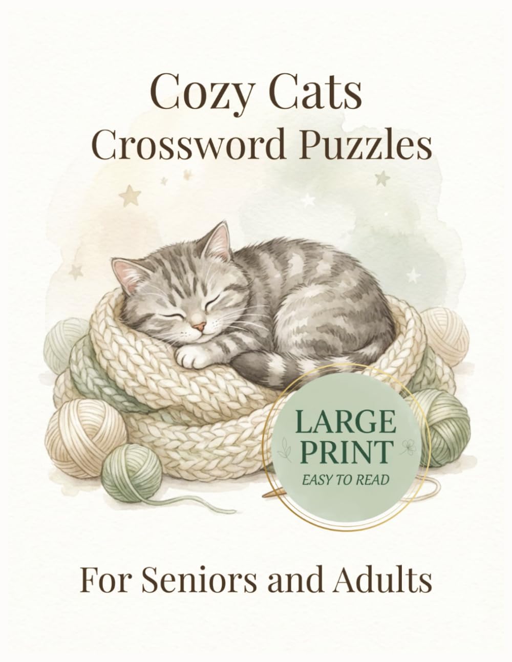 Cozy Cats Crossword Puzzles: 90 Large Print Crosswords for Seniors and Adults: A Relaxing Cottagecore Activity Book for Cat Lovers (Vita Bloom Puzzle Collection)