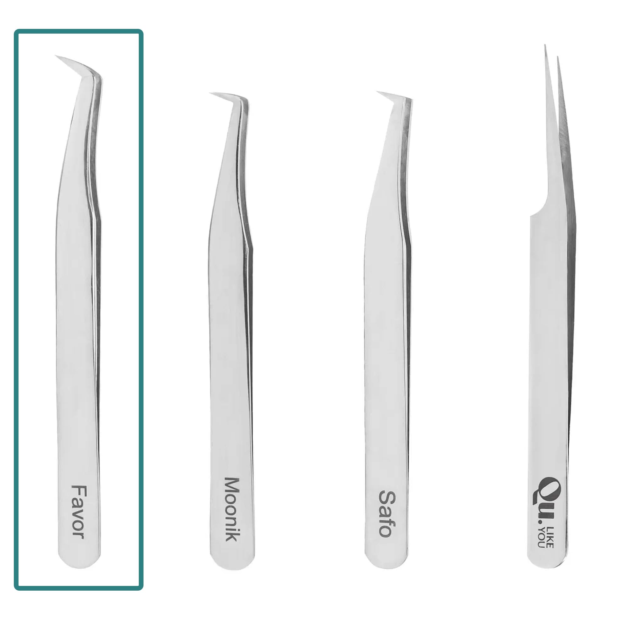 Pince "Favor" professionnelle QuLikeYou/Haute précision pour extension cils/Acier inoxydable affûtée manuellement