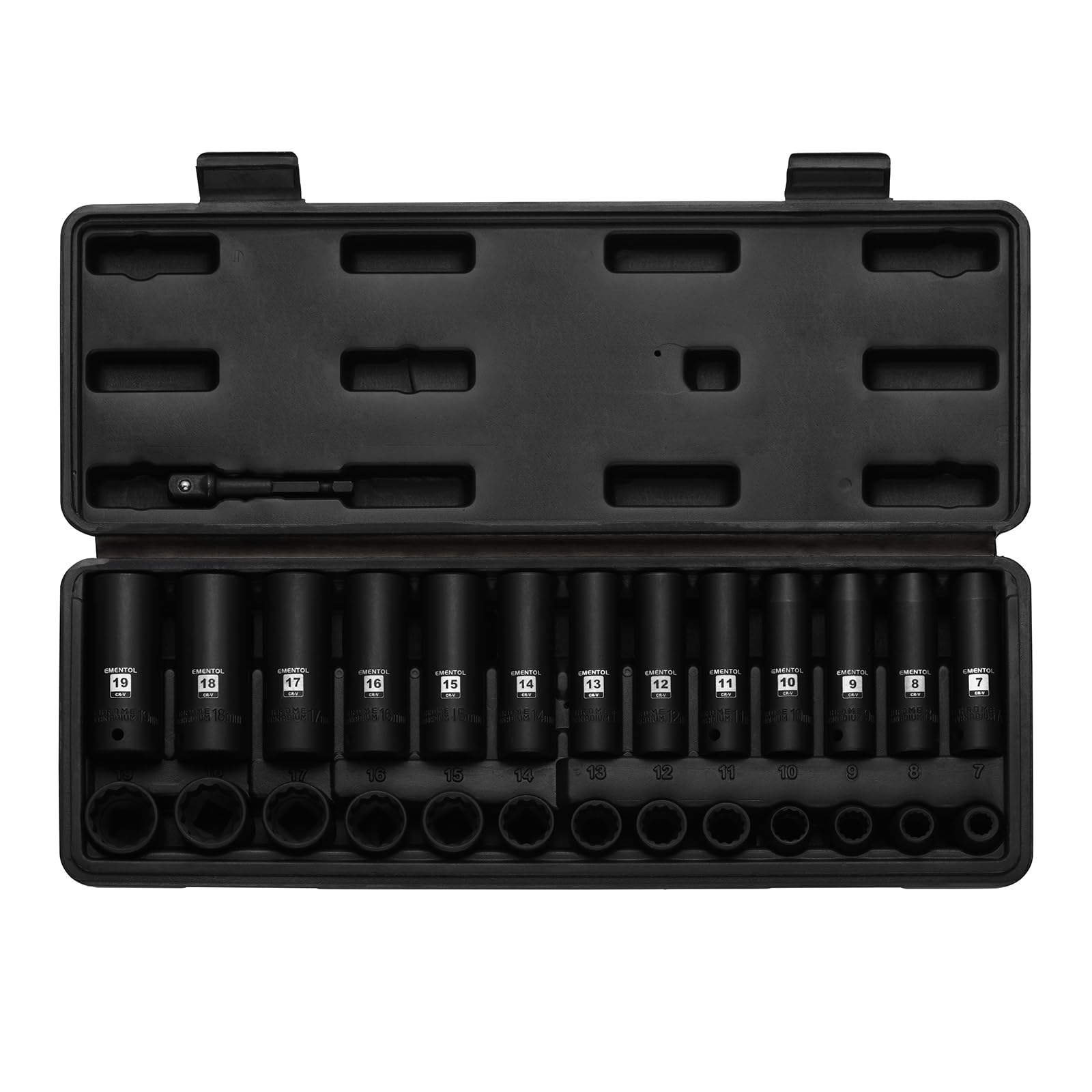 EMENTOL 3/8' Drive Impact Socket Set, 27PCS, Metric (7mm to 19mm)
