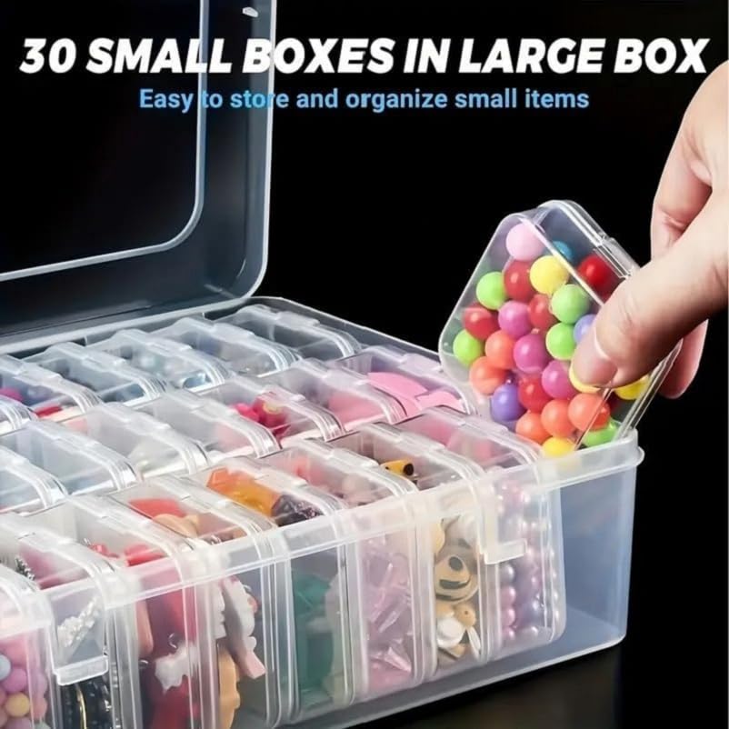 Image of Sixfire30pcs Mini Clear Bead Organizer Box, Small Jewelry Organizer Suitable for Jewelry, Craft Supplies, Screws, Seeds Bead Organizers and Storage