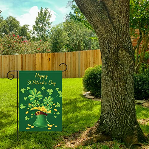 Heyfibro Happy St Patrick's Day Garden Flag 12 X 18 Inch Burlap Spring Flag Double Sided Printed Shamrocks Holiday Flags Happy St. Patrick's Sign For Home Outside Outdoor Decor (Only Flag) #TOP1