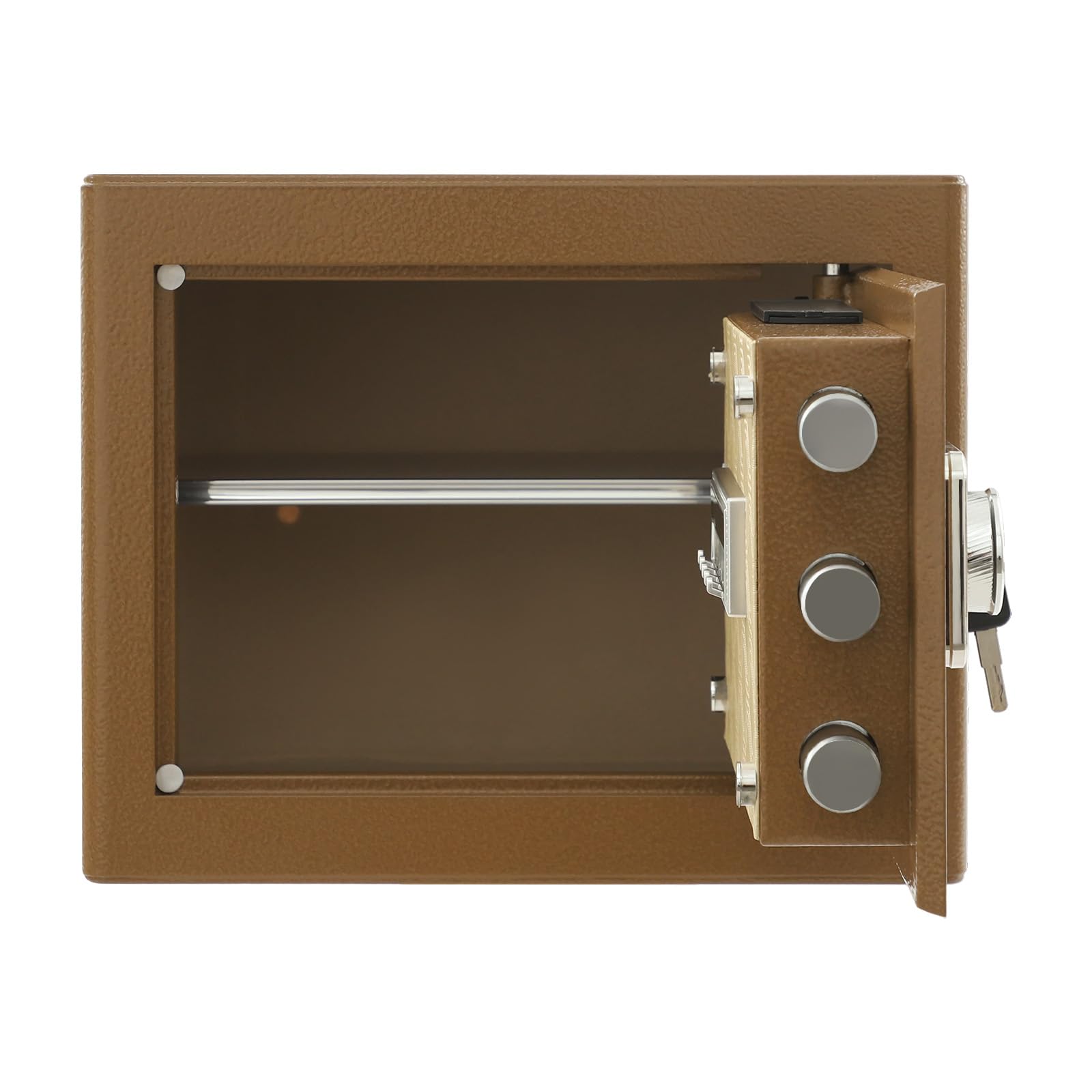 Caja fuerte para muebles con llave, cerradura de combinación, caja fuerte y taquilla, caja fuerte para el hogar, oficina, joyas, consumo de dinero en efectivo, almacenamiento (color café)